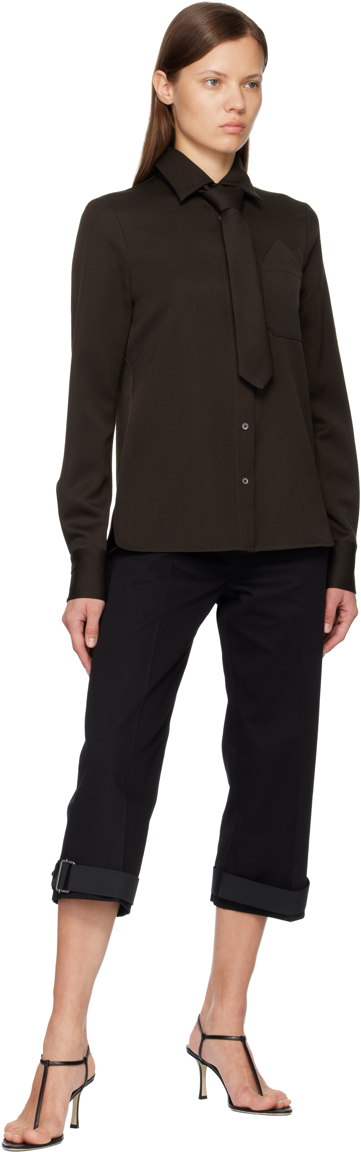 Acne Studios Brown Tie Shirt In Brown