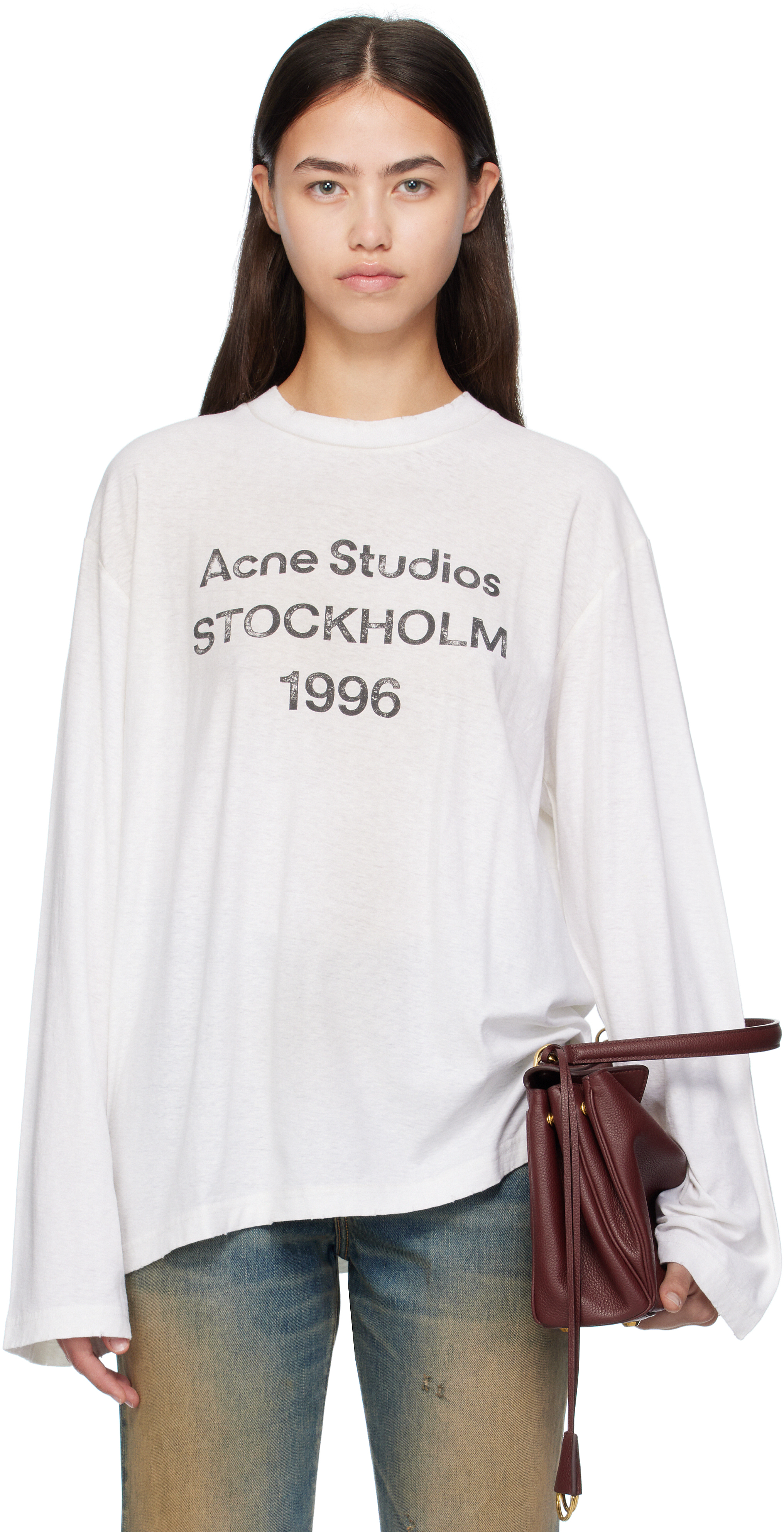 Acne Studios Off-white Logo Relaxed-fit T-shirt In White