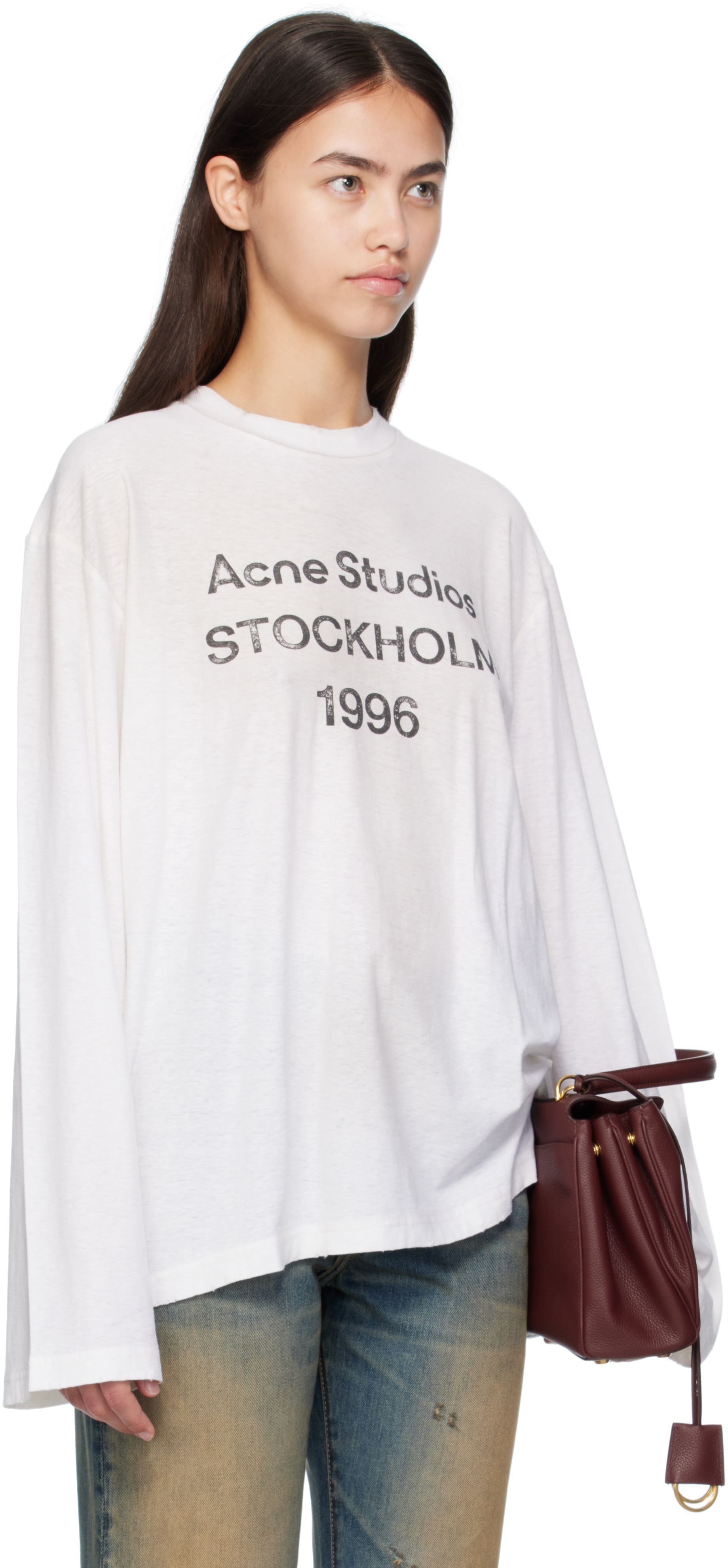 Acne Studios Off-white Logo Relaxed-fit T-shirt In White