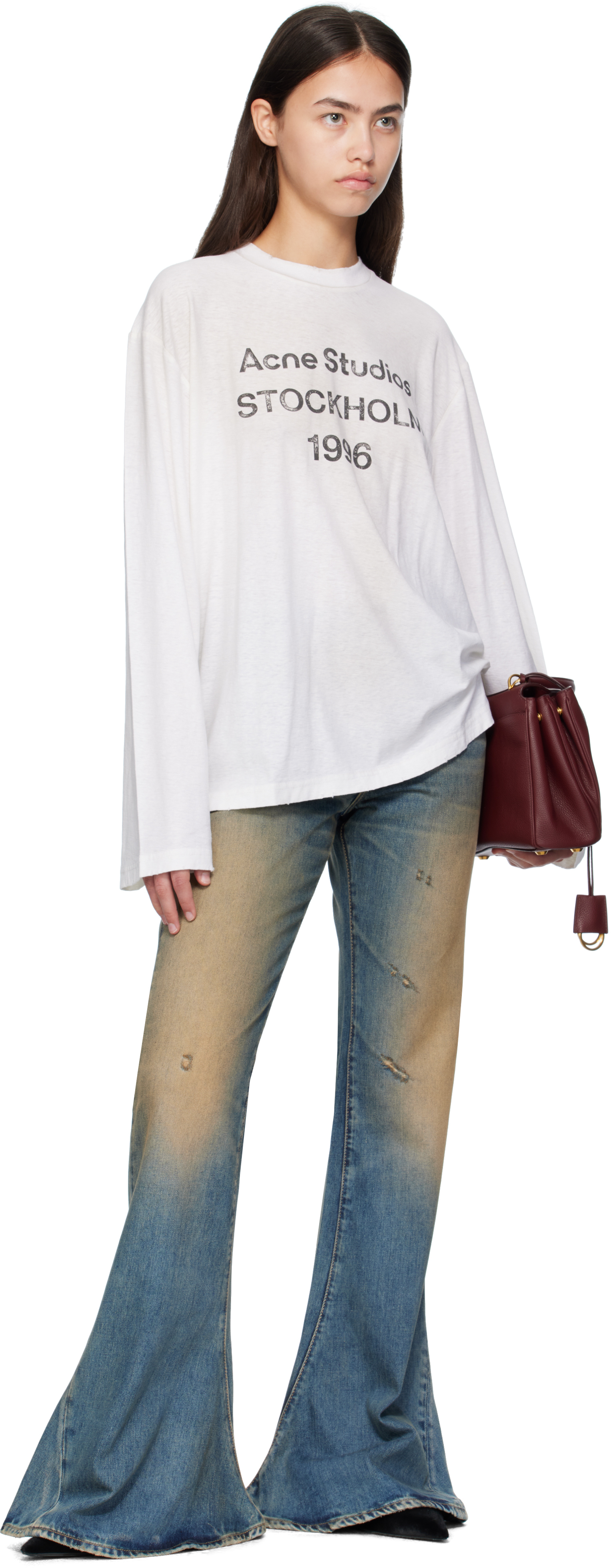 Acne Studios Off-white Logo Relaxed-fit T-shirt In White