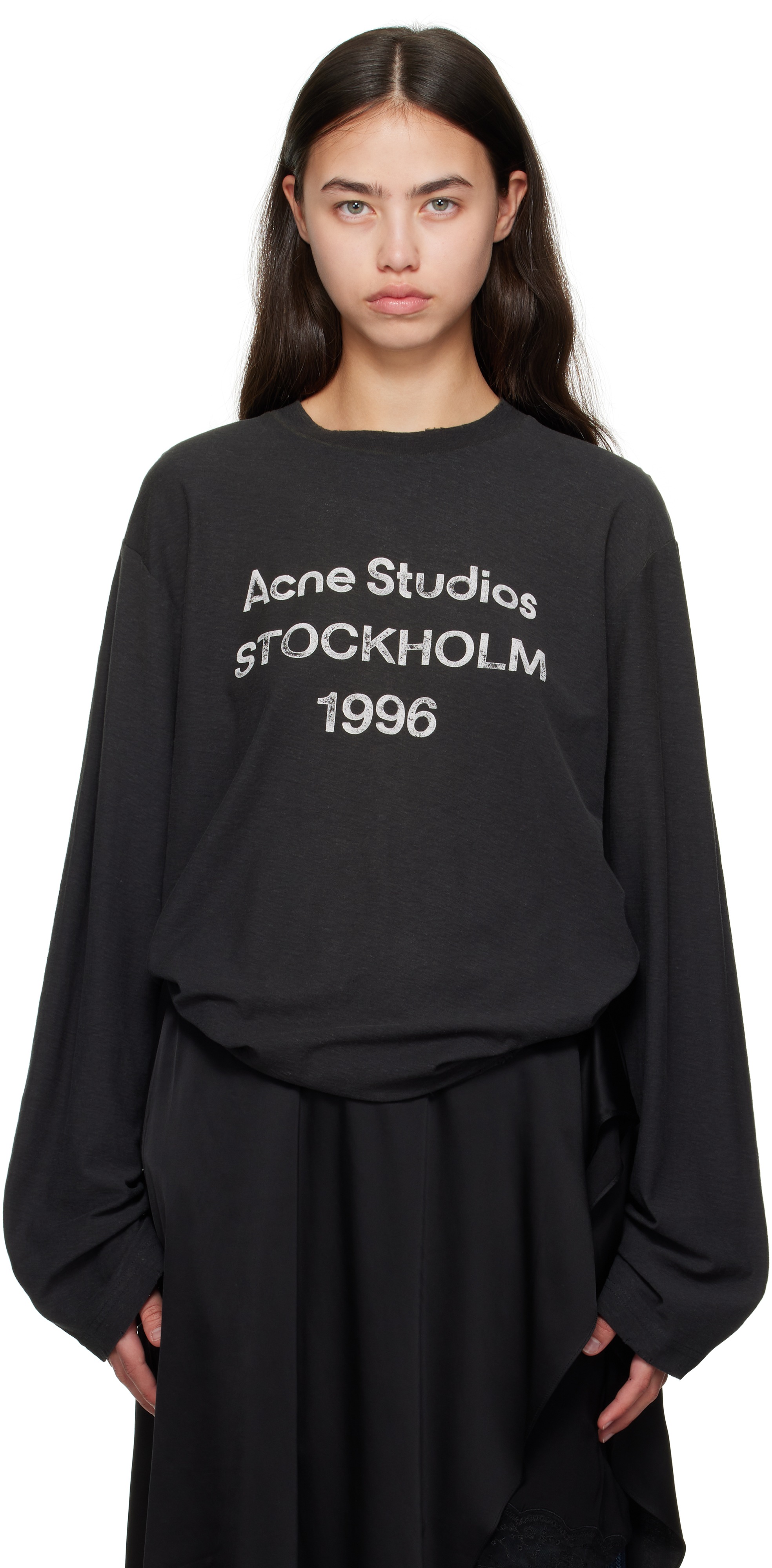 ACNE STUDIOS ブラック　リラックスフィット　ロゴTシャツ Acne Studios - ロゴTシャツ - リラックスフィット - ブラック