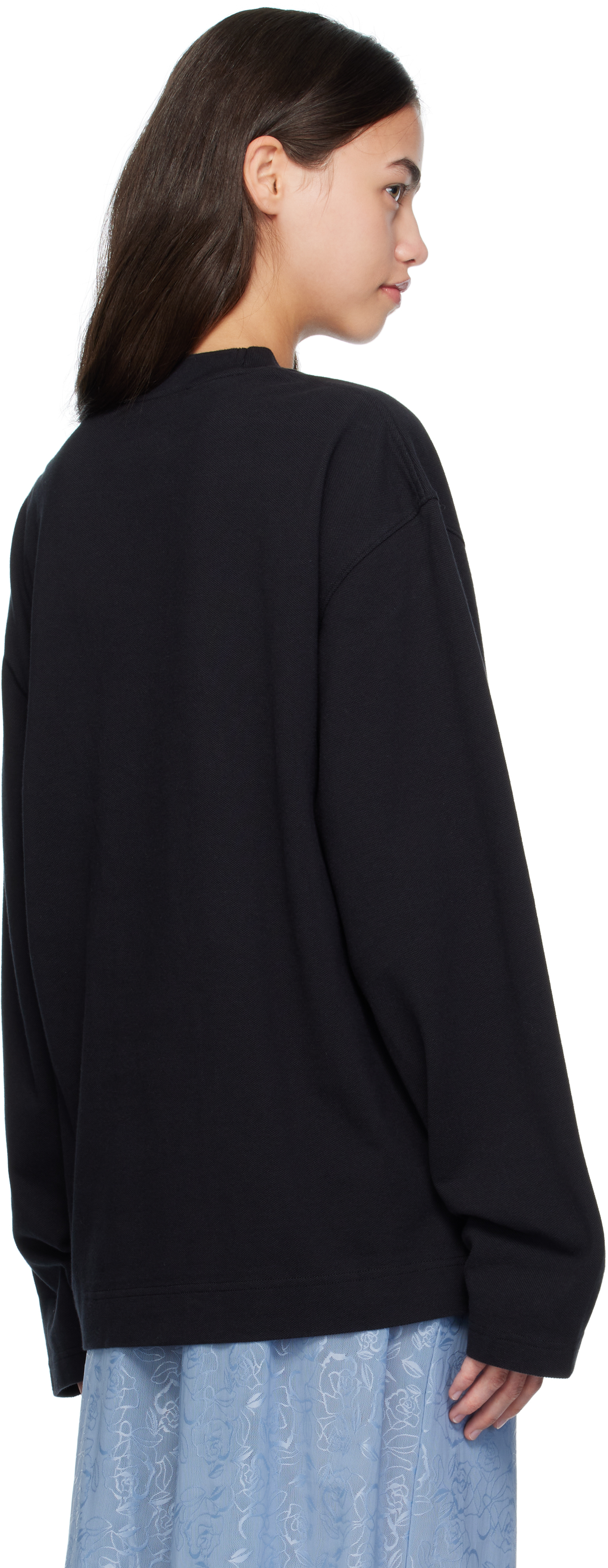 Acne Studios Black Long Sleeve Logo T-shirt In Black