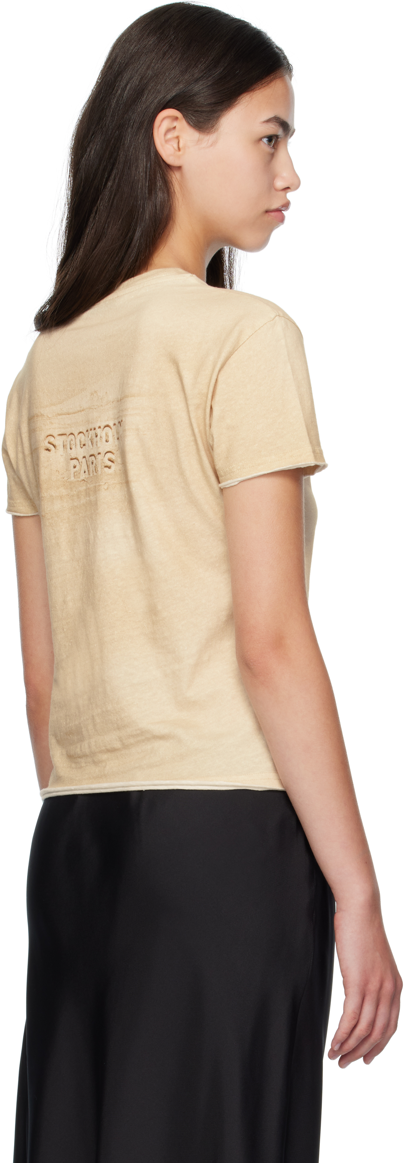 Acne Studios Beige Logo Print T-shirt In Neutral