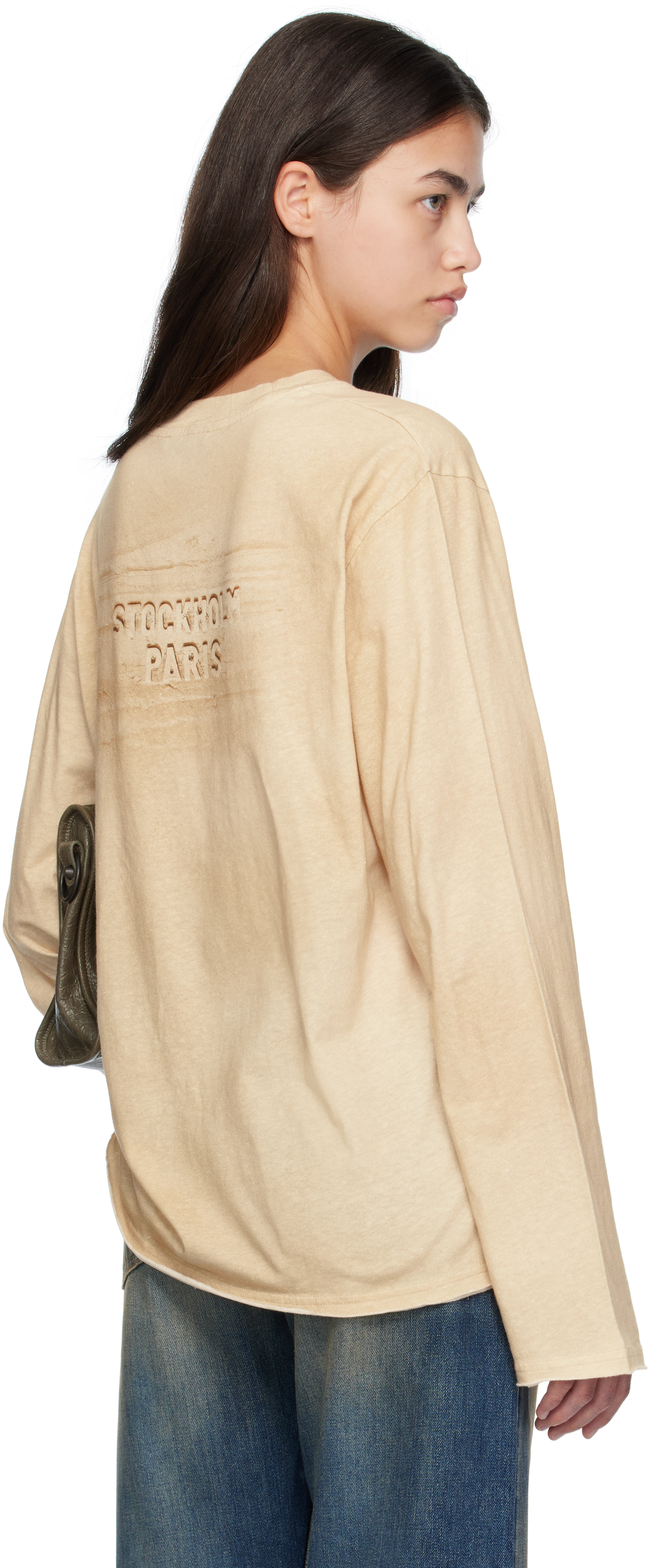 Acne Studios Logo Distressed Cotton Jersey T-shirt In Neutral