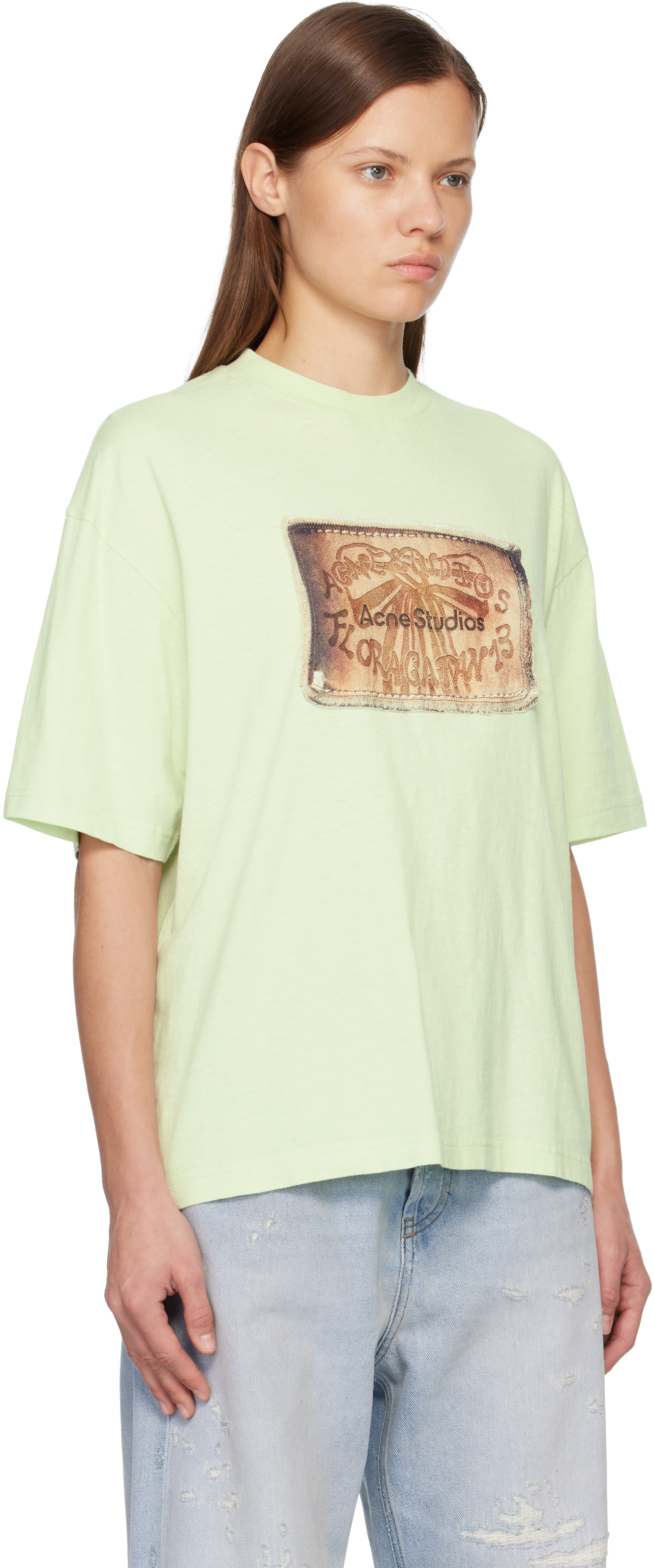 Acne Studios Green Logo T-shirt In Green