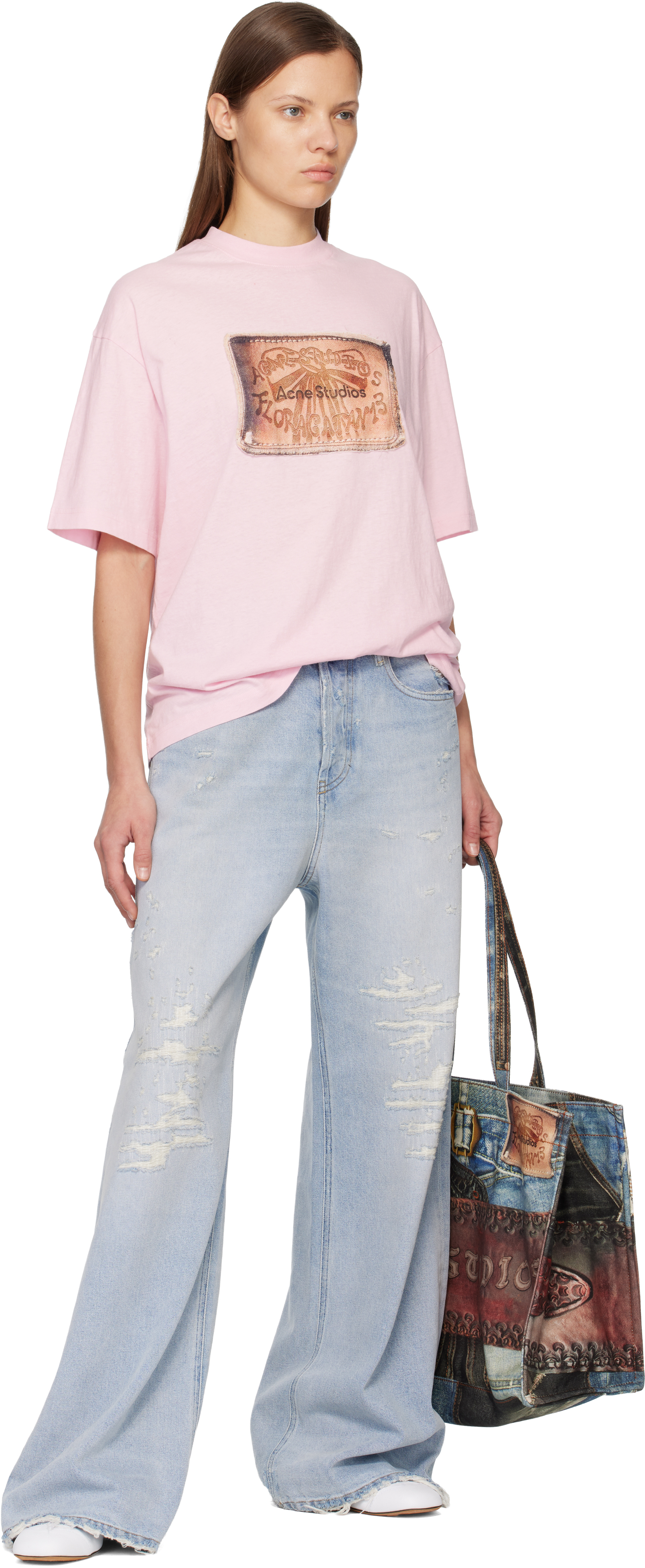 Acne Studios Pink Logo T-shirt In Pink