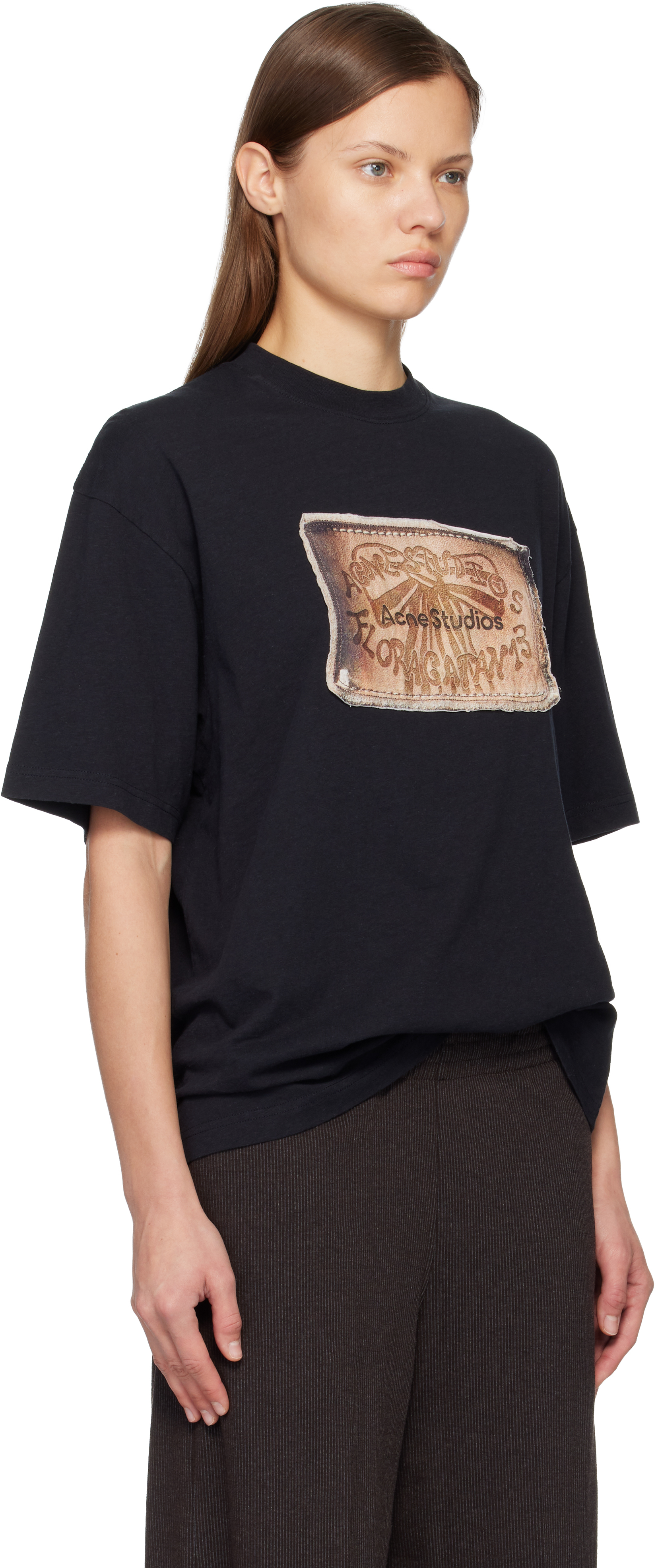 Acne Studios Black Logo T-shirt In Black