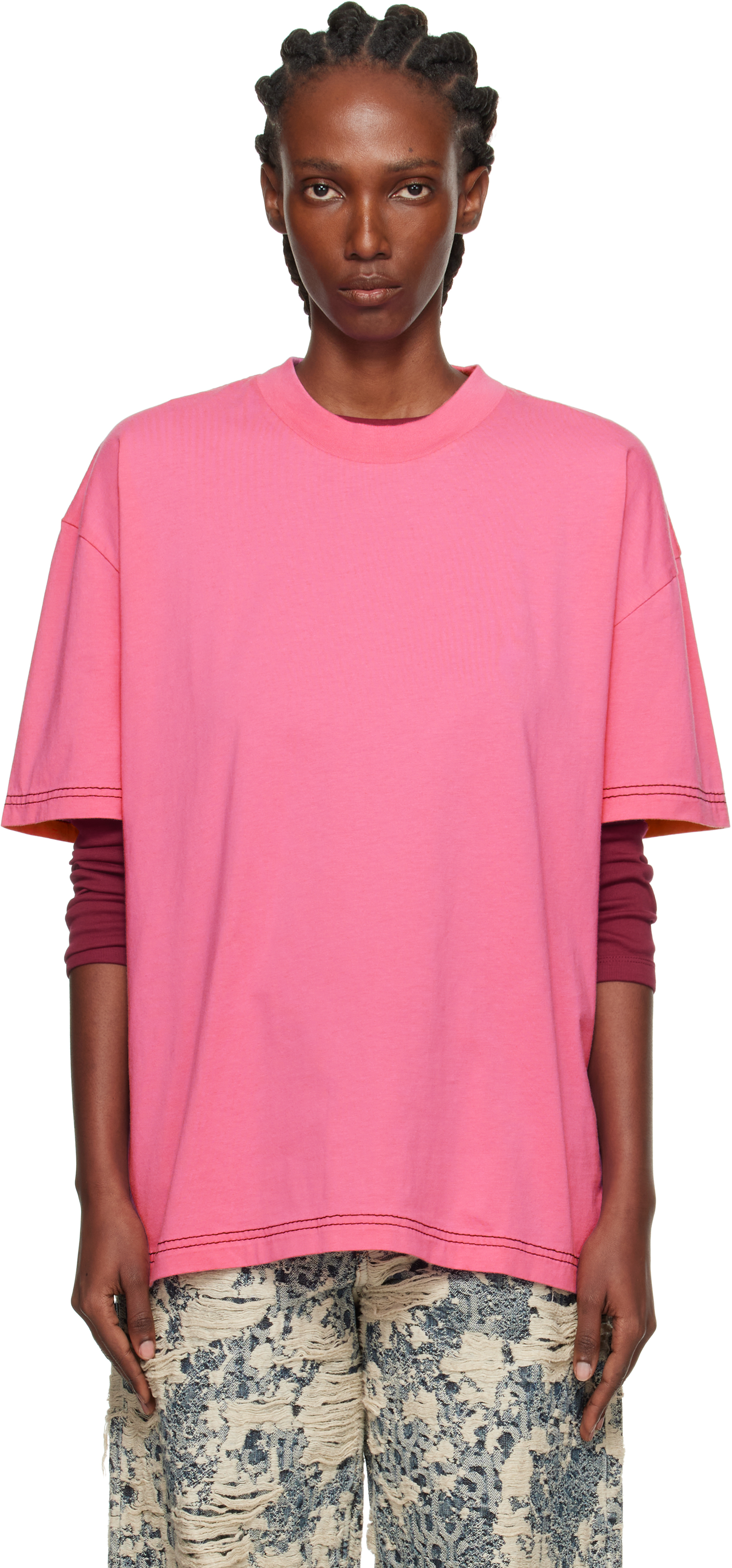 Acne Studios Pink Logo T-shirt