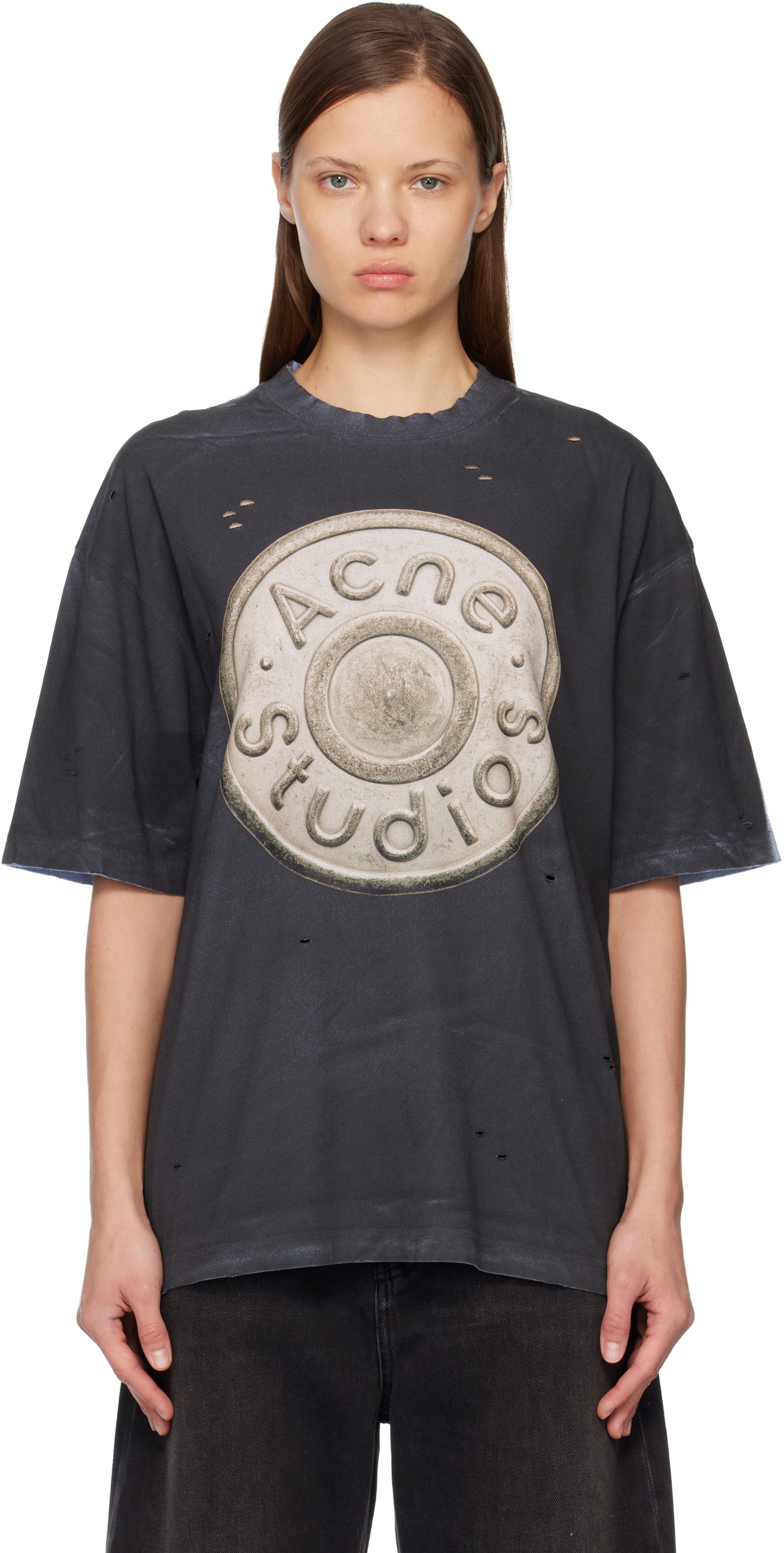 Acne Studios Black Logo T-shirt In Black
