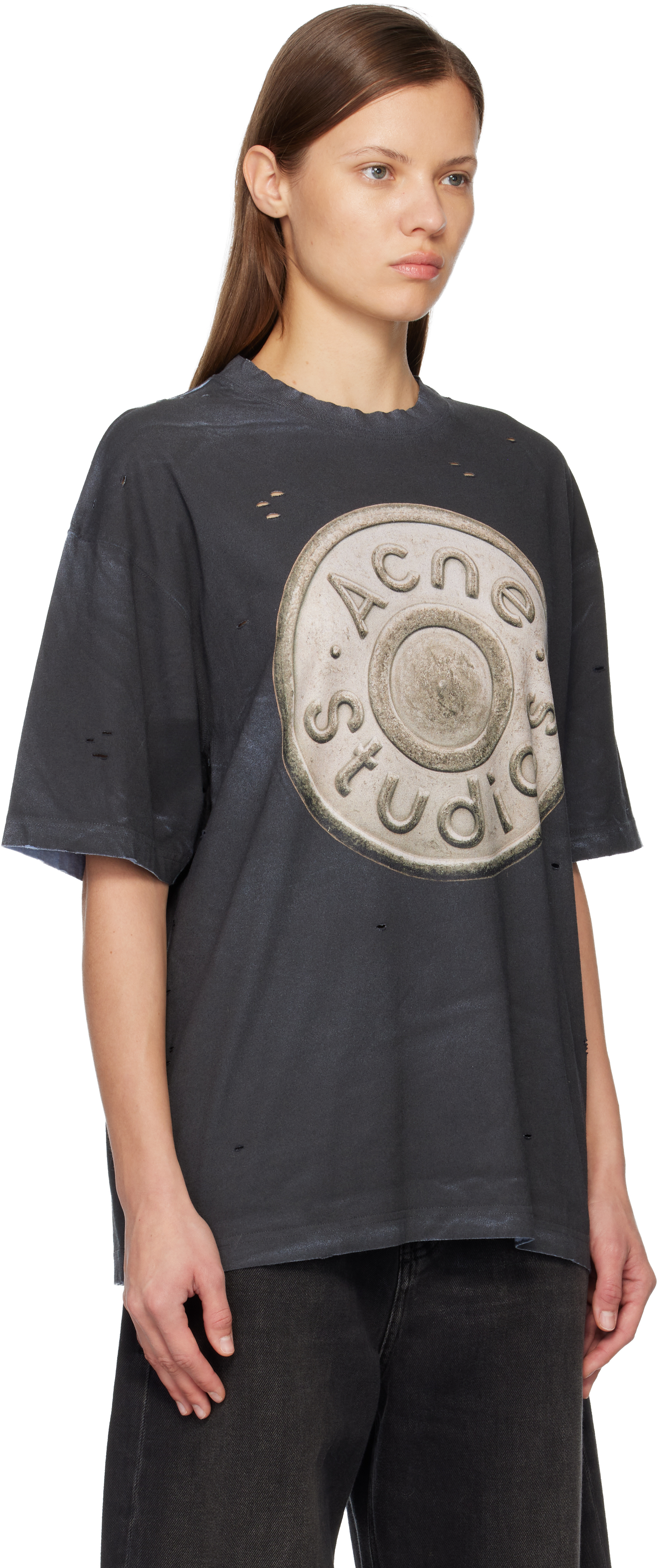 Acne Studios Black Logo T-shirt In Black