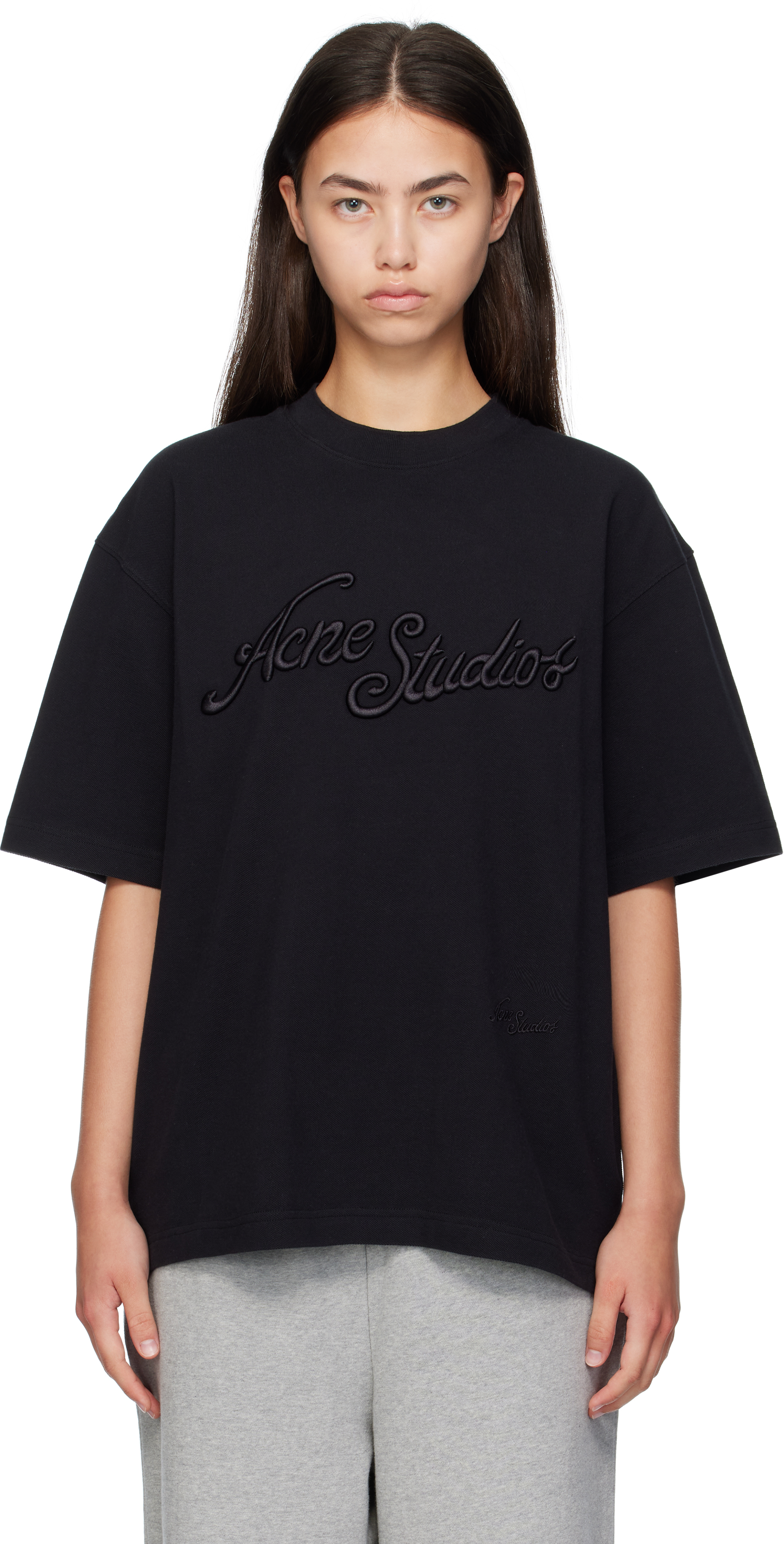 Acne Studios Black Logo T-shirt In Black