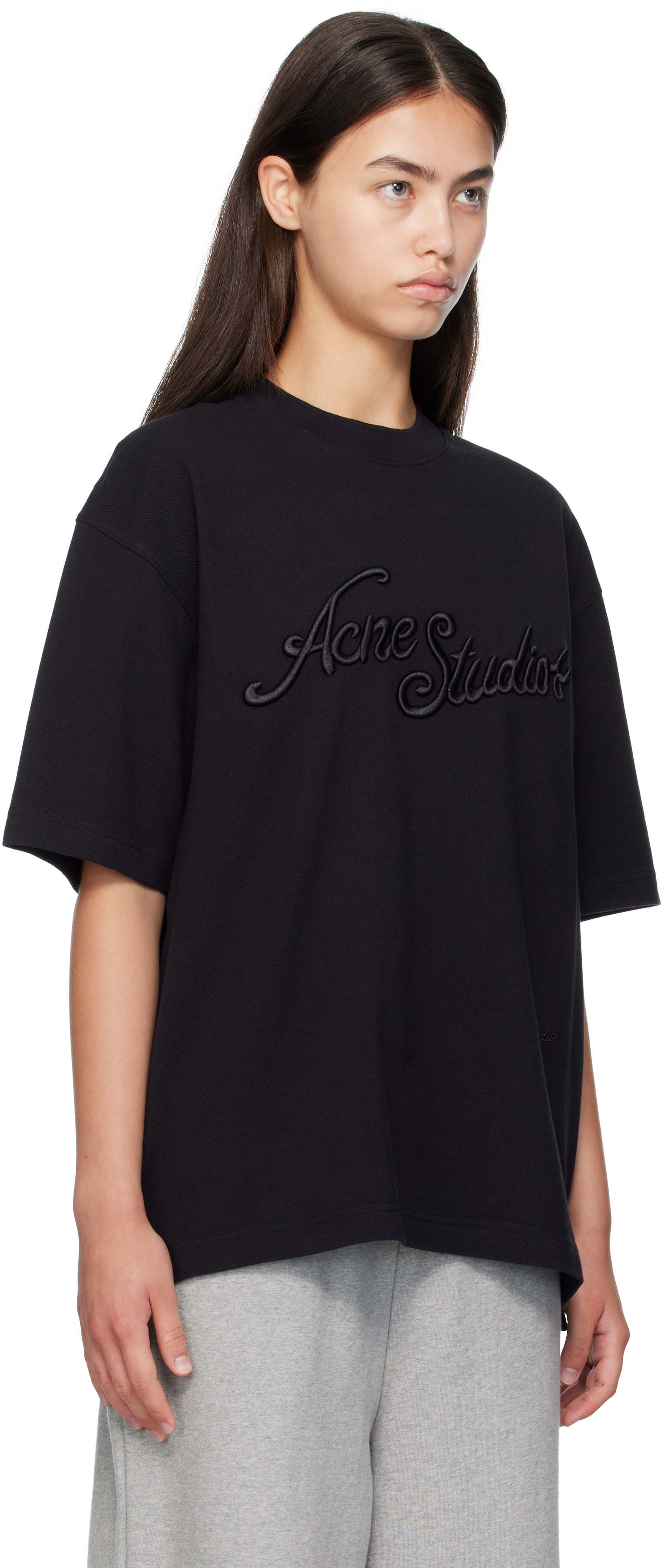 Acne Studios Black Logo T-shirt In Black