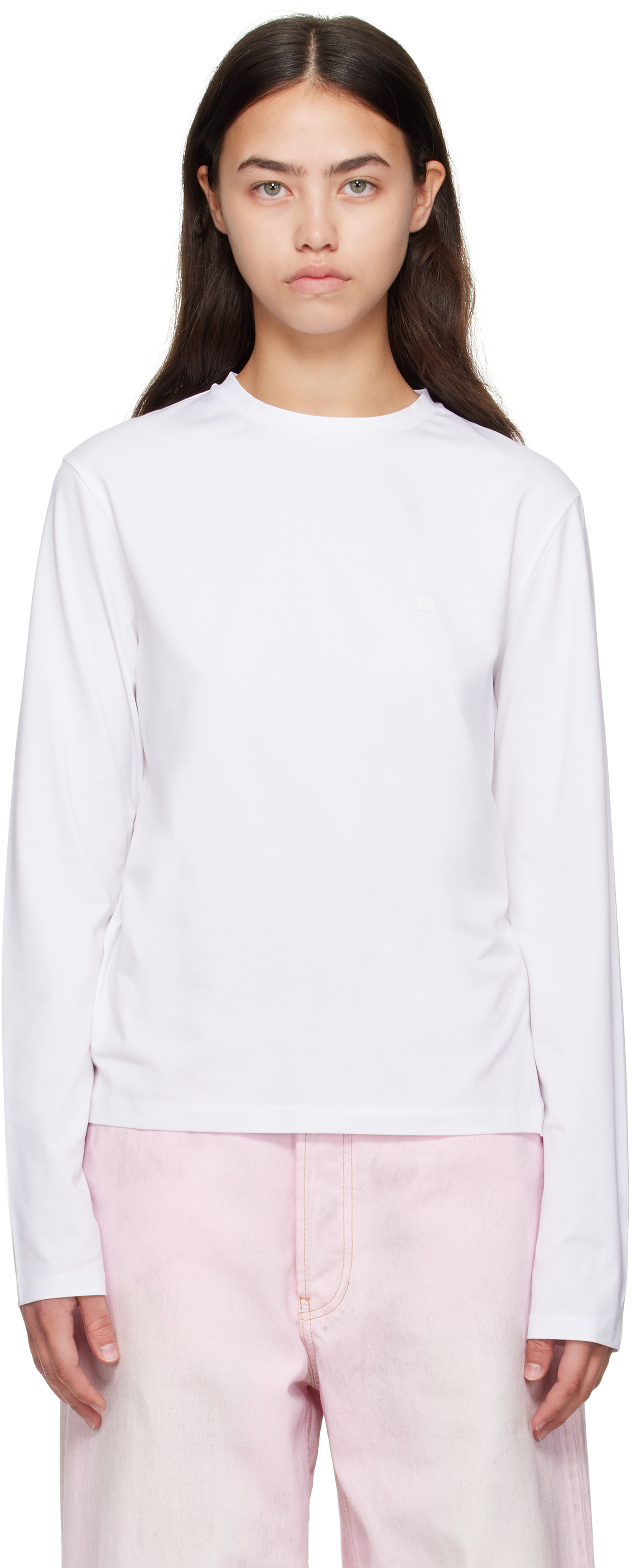 トップス Acne studios white long sleeve T-shirt Acne Studios - Long sleeve t-shirt - regular fit - Optic White