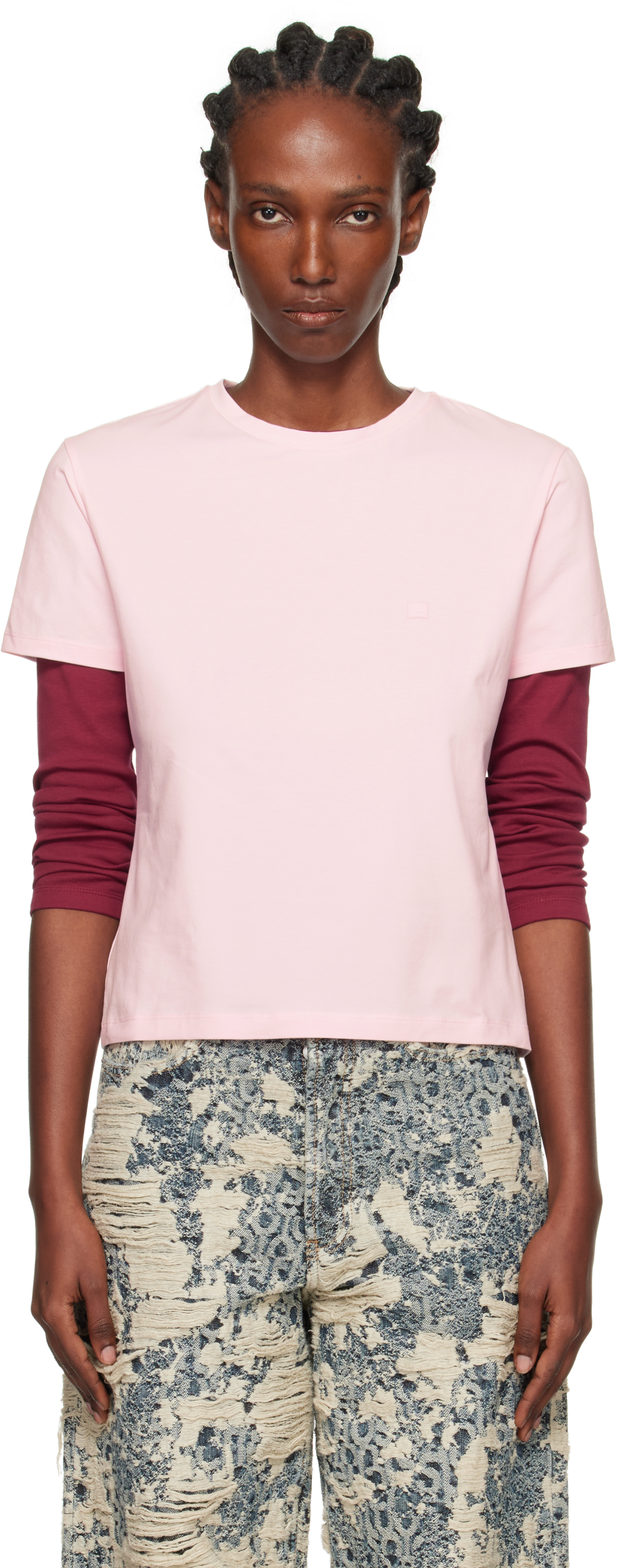 Acne Studios Pink Logo Patch T-shirt