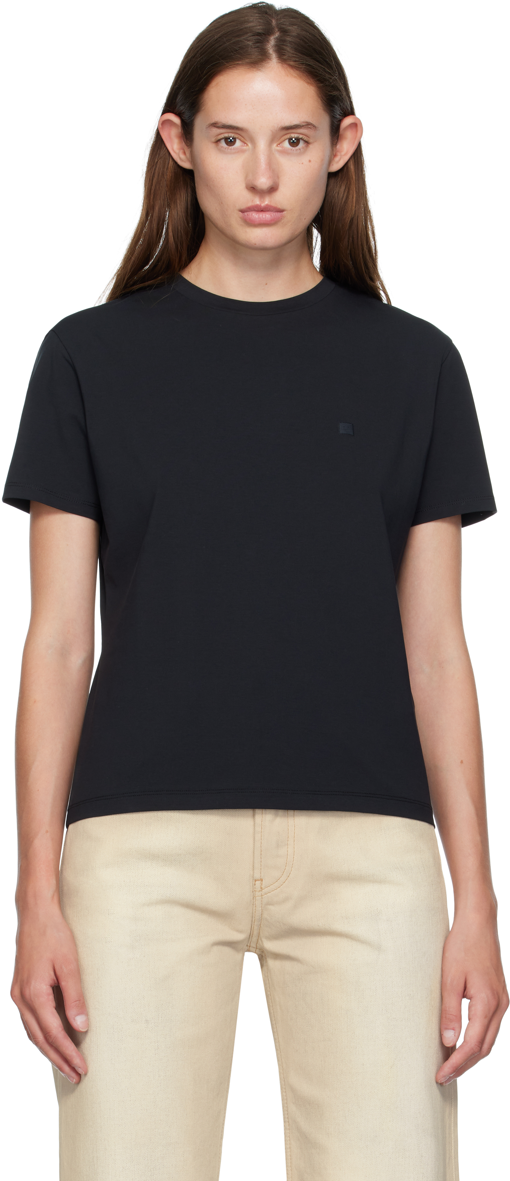 Acne Studios: ブラック レギュラーフィット Tシャツ | SSENSE 日本