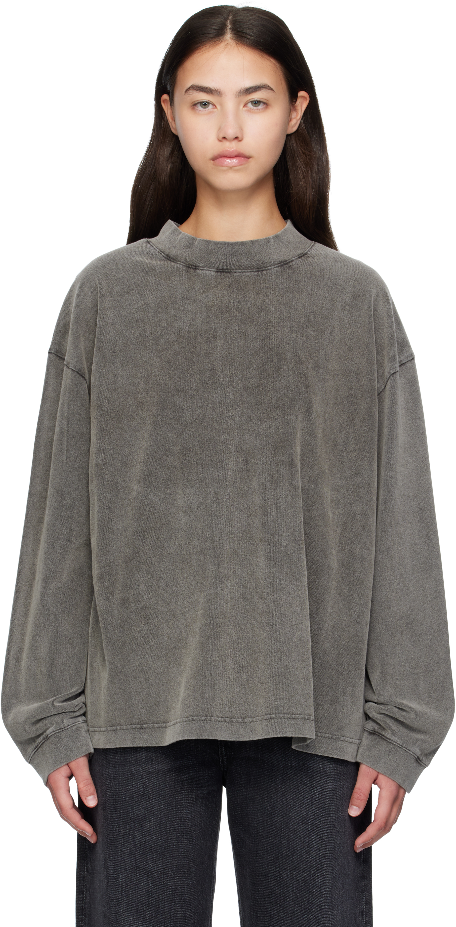 Acne Studios Gray Crew Neck Logo Patch T-shirt