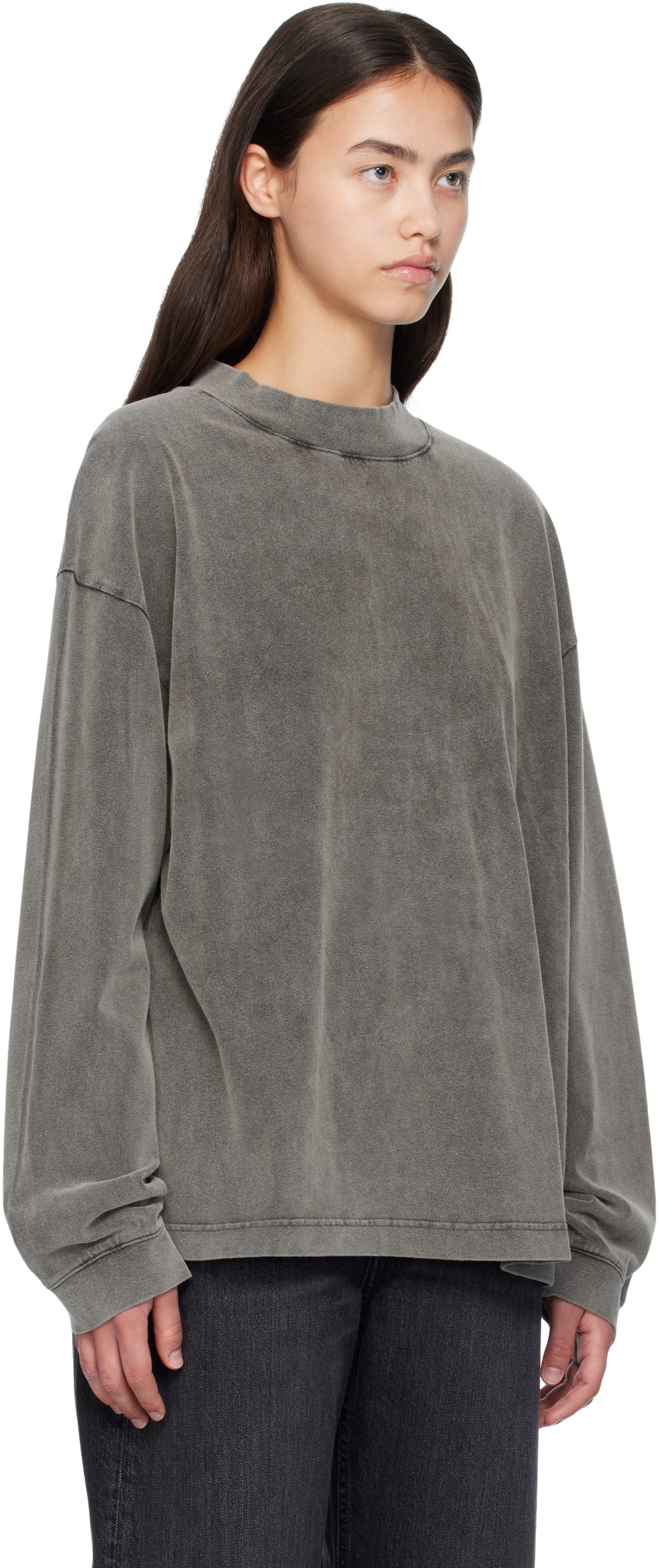 Acne Studios Gray Crew Neck Logo Patch T-shirt