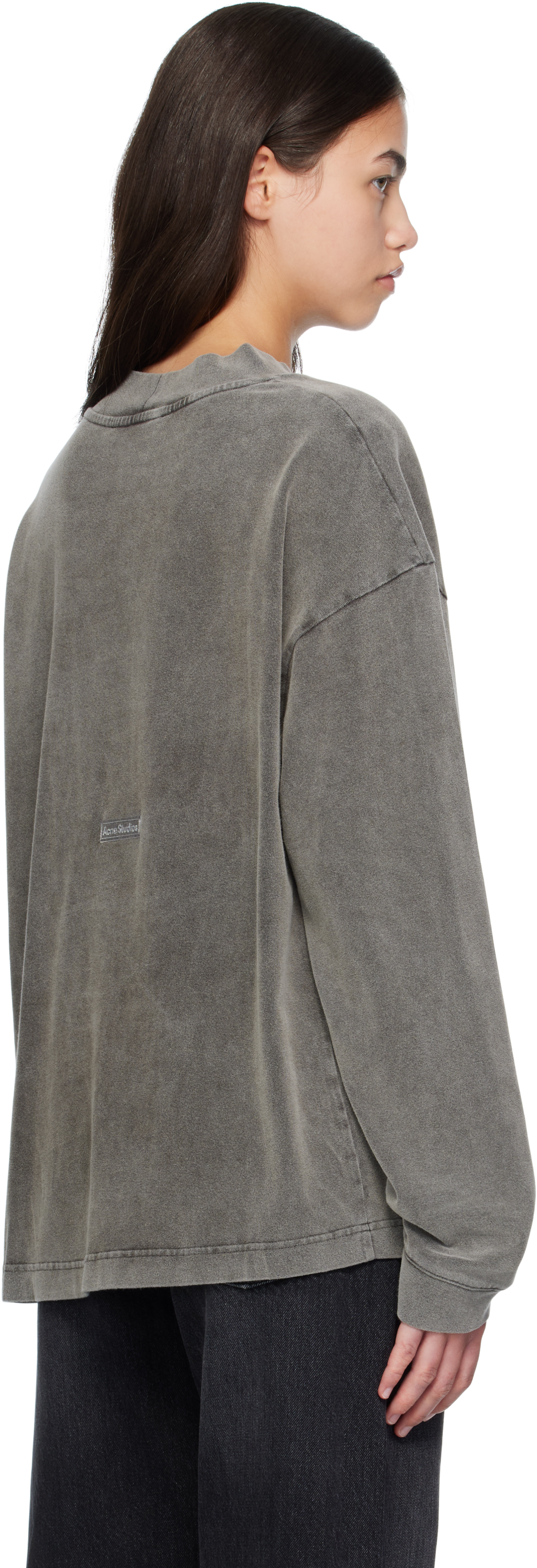 Acne Studios Gray Crew Neck Logo Patch T-shirt