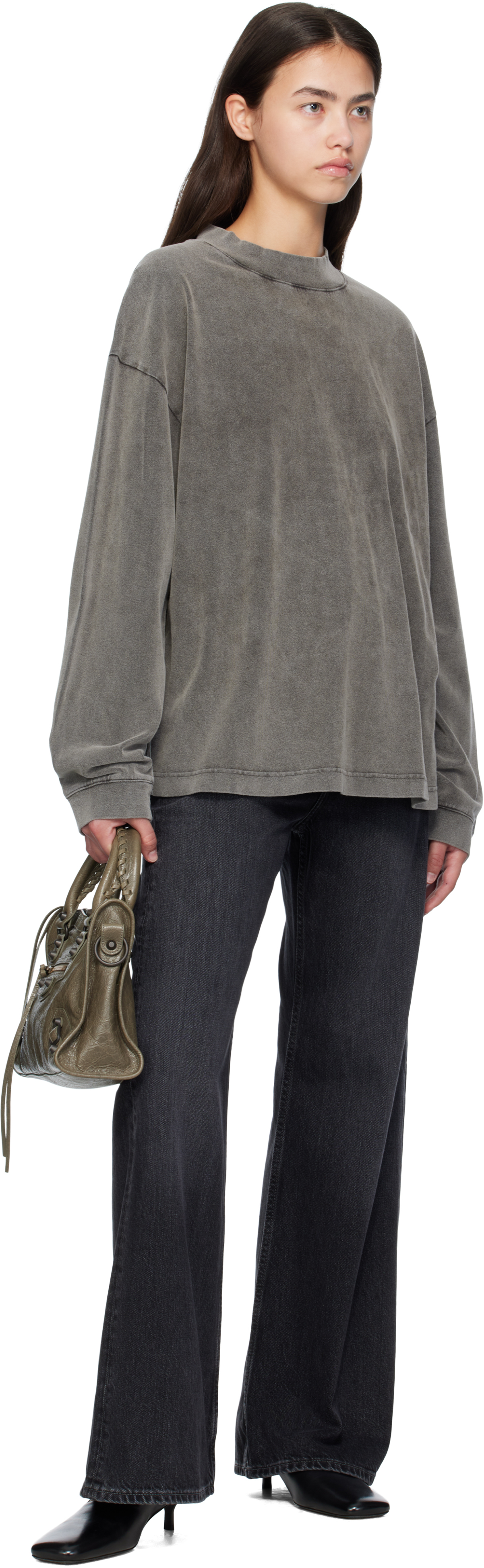 Acne Studios Gray Crew Neck Logo Patch T-shirt