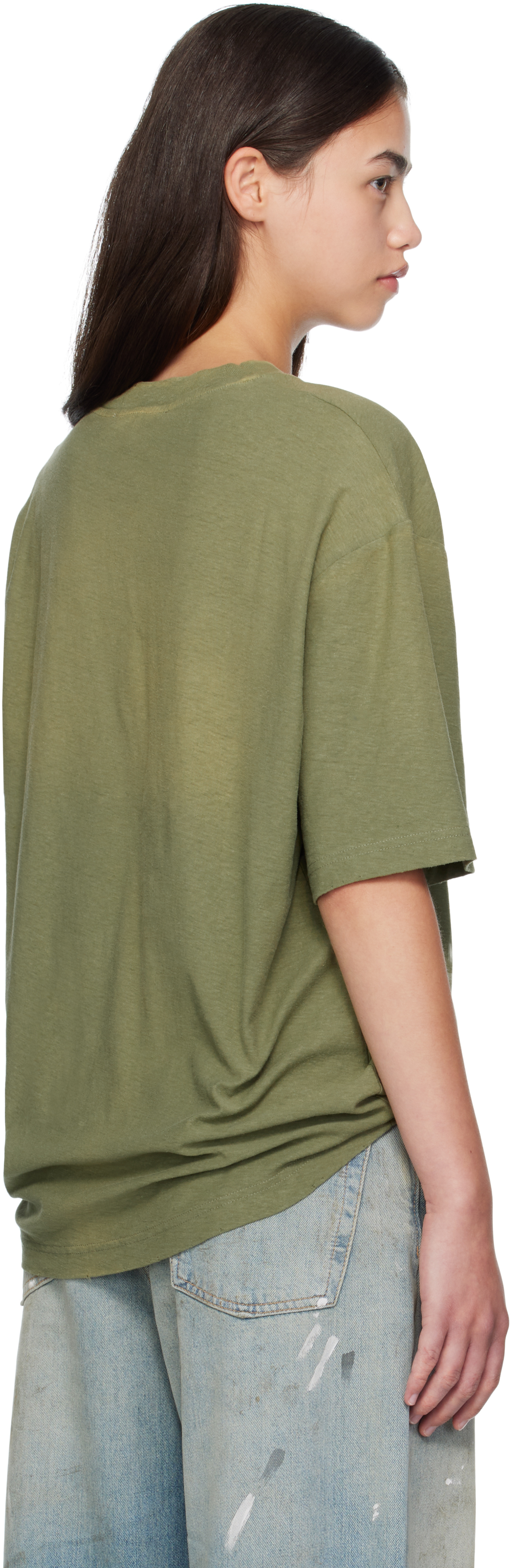 Acne Studios Green Logo Relaxed-fit T-shirt In Green