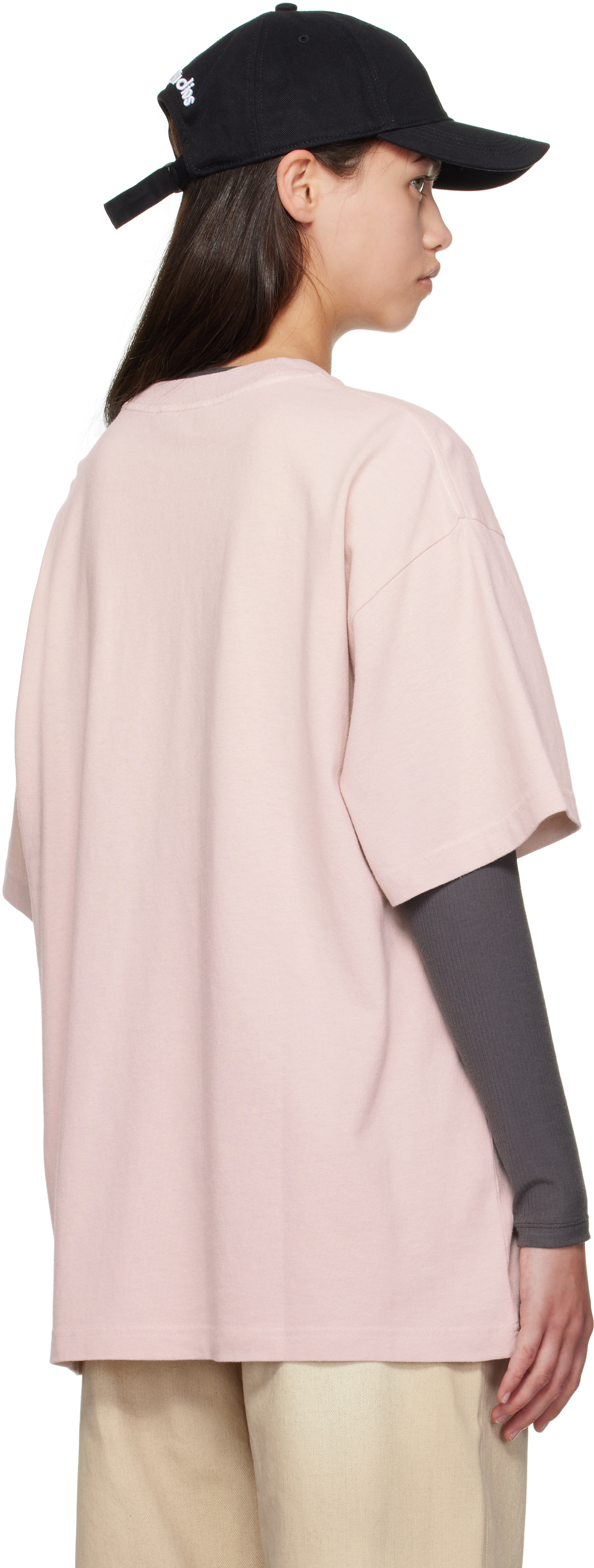 Acne Studios Loose-fitting Short-sleeve T-shirt With Bow Graphic In Pink