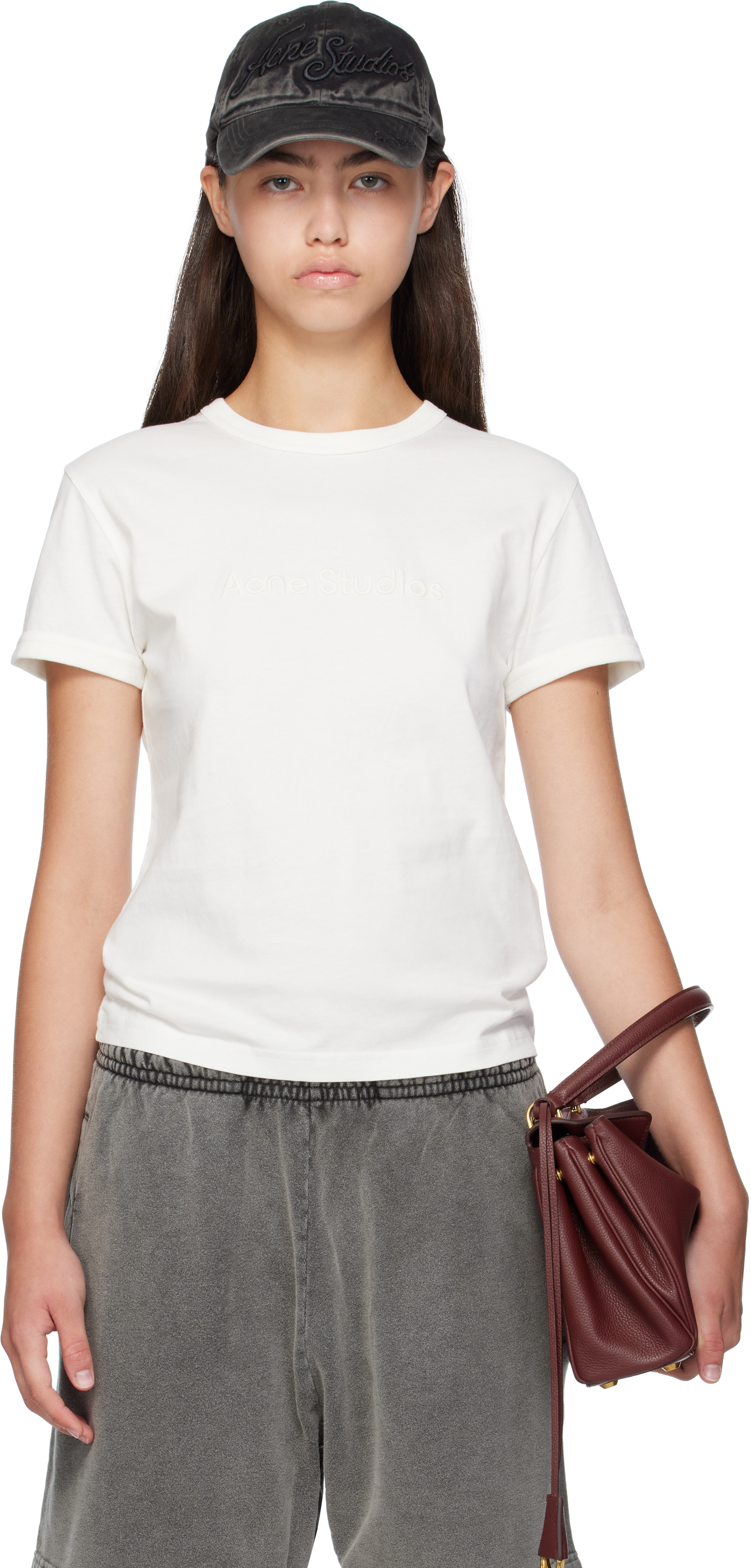Acne Studios: ホワイト ロゴ Tシャツ | SSENSE 日本