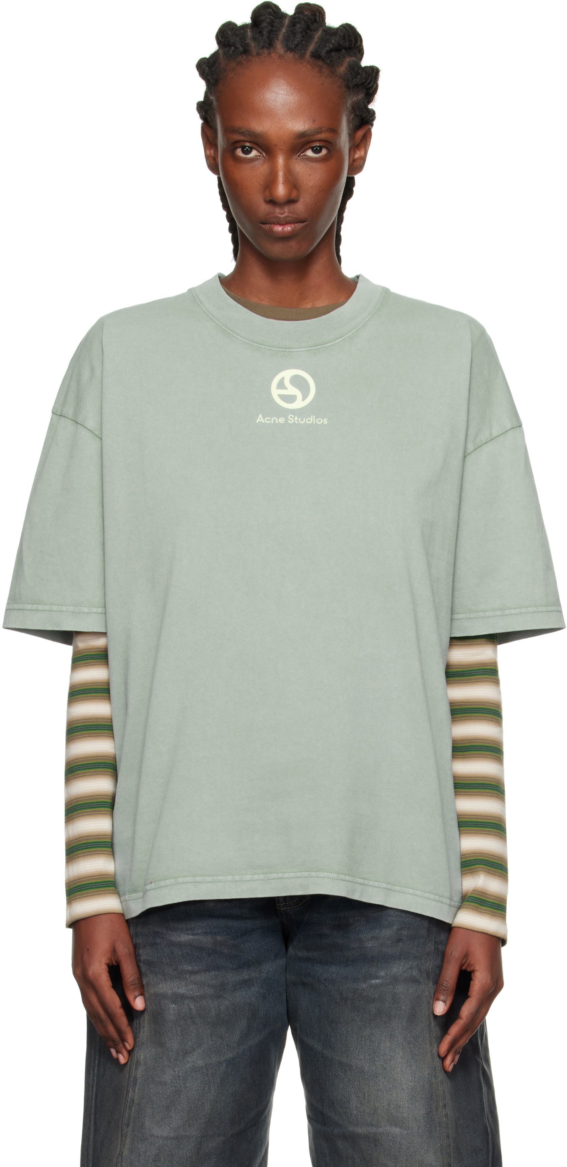 Green Logo T-shirt by Acne Studios on Sale