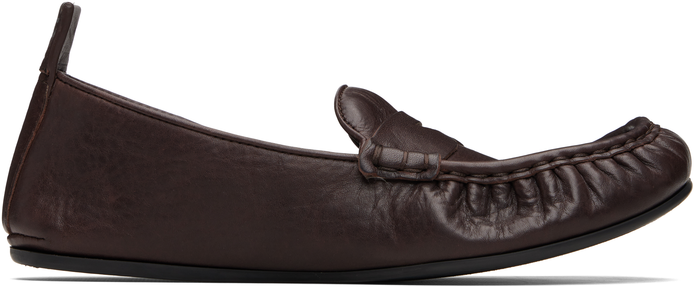 Acne Studios Brown Leather Loafers In Brown