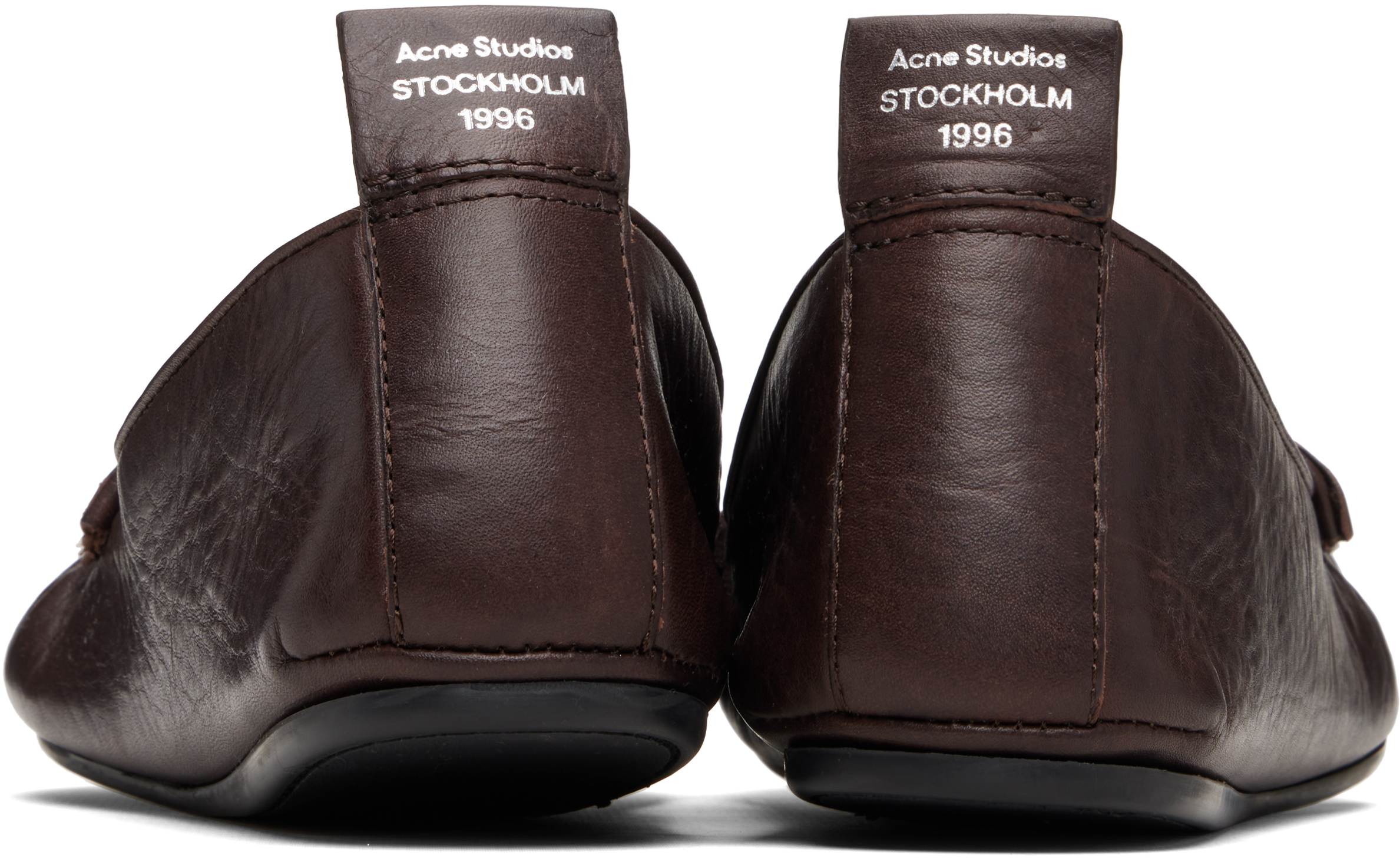 Acne Studios Brown Leather Loafers In Brown