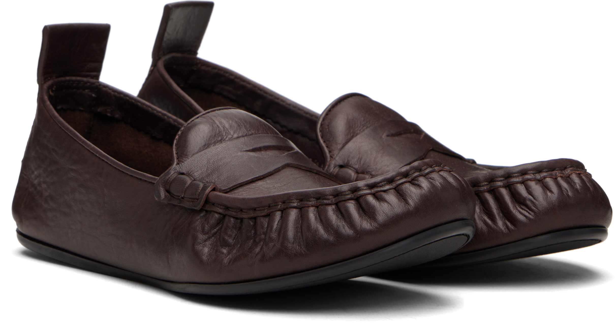 Acne Studios Brown Leather Loafers In Brown