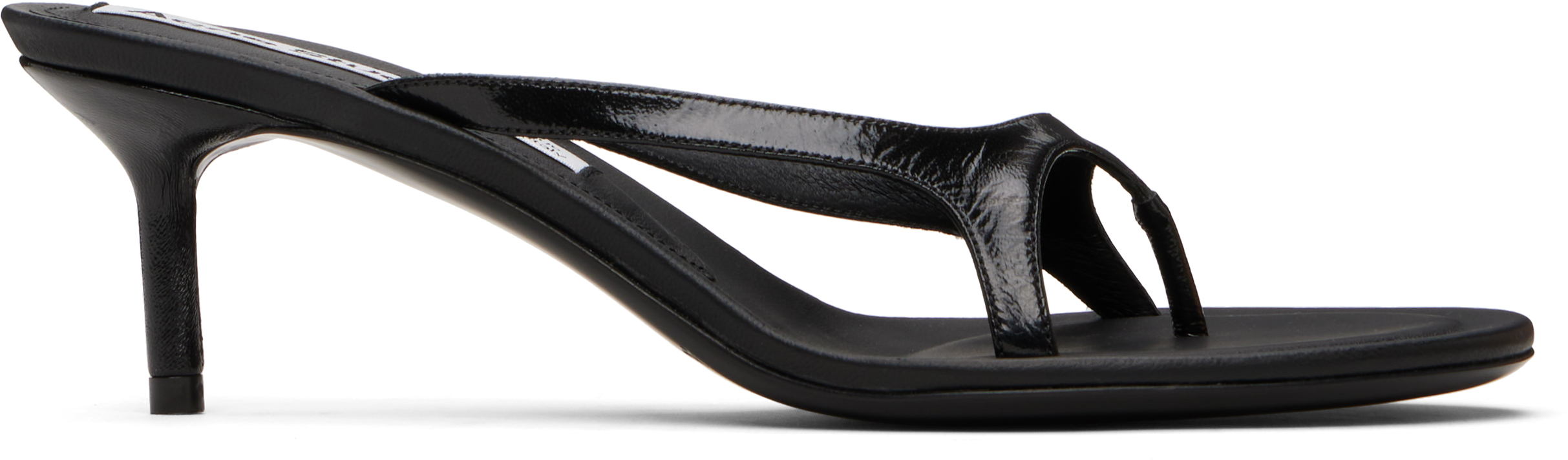 サンダル・ミュール NENSI DOJAKA Black Nappa Leather Thong Sandals NENSI DOJAKA Black nappa leather thong sandals