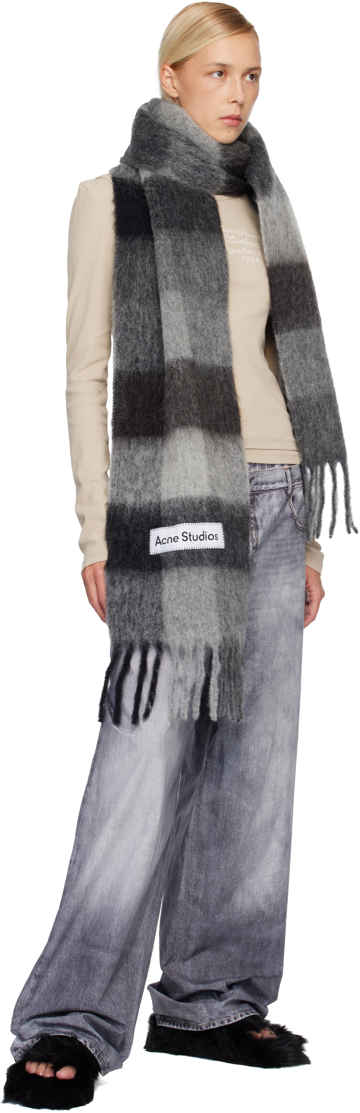 Acne Studios Black Shearling Sandals In Black