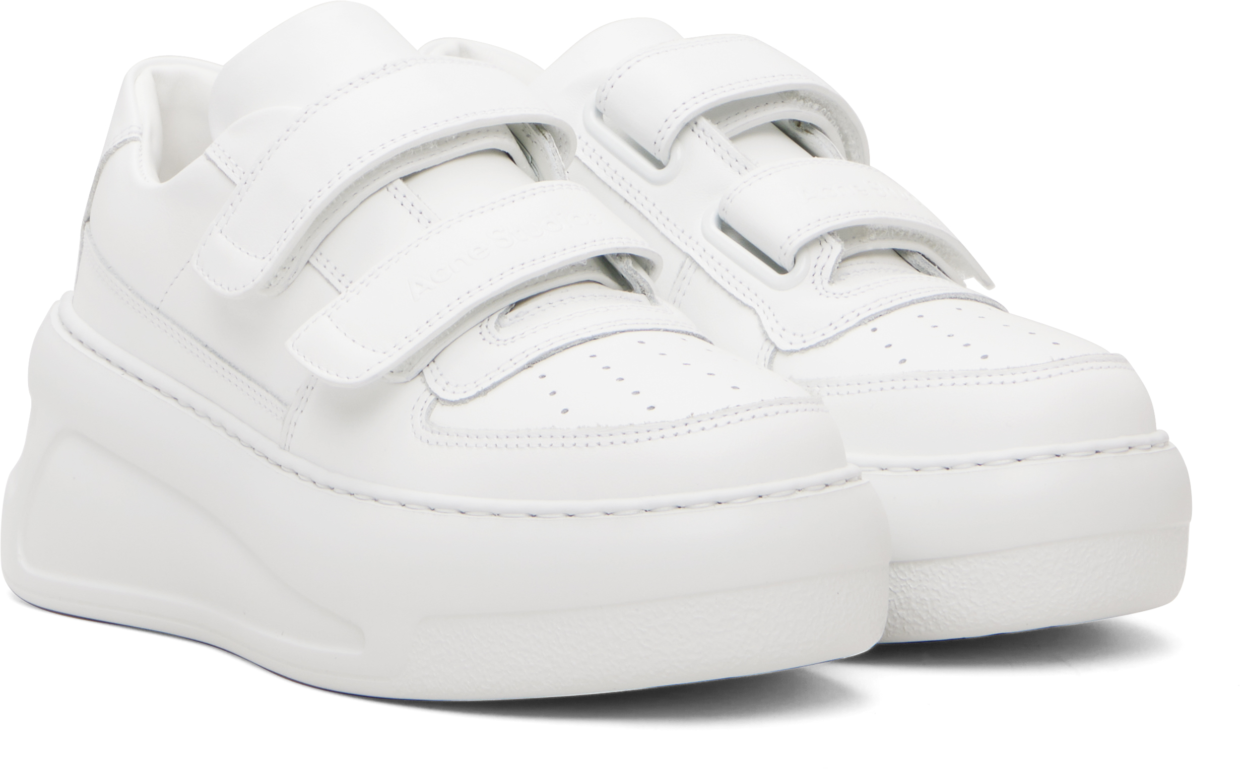 Acne Studios White Velcro Strap Platform Sneakers