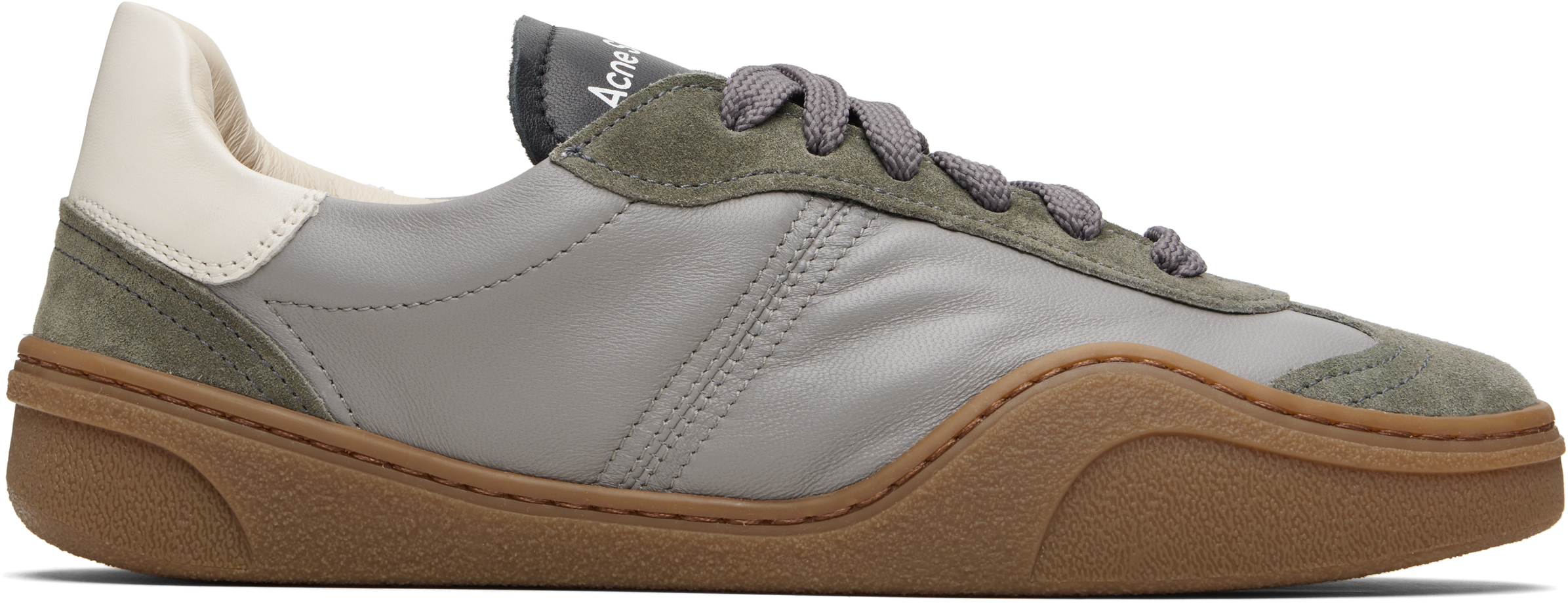 Acne Studios Gray Lace-up Sneakers In Green