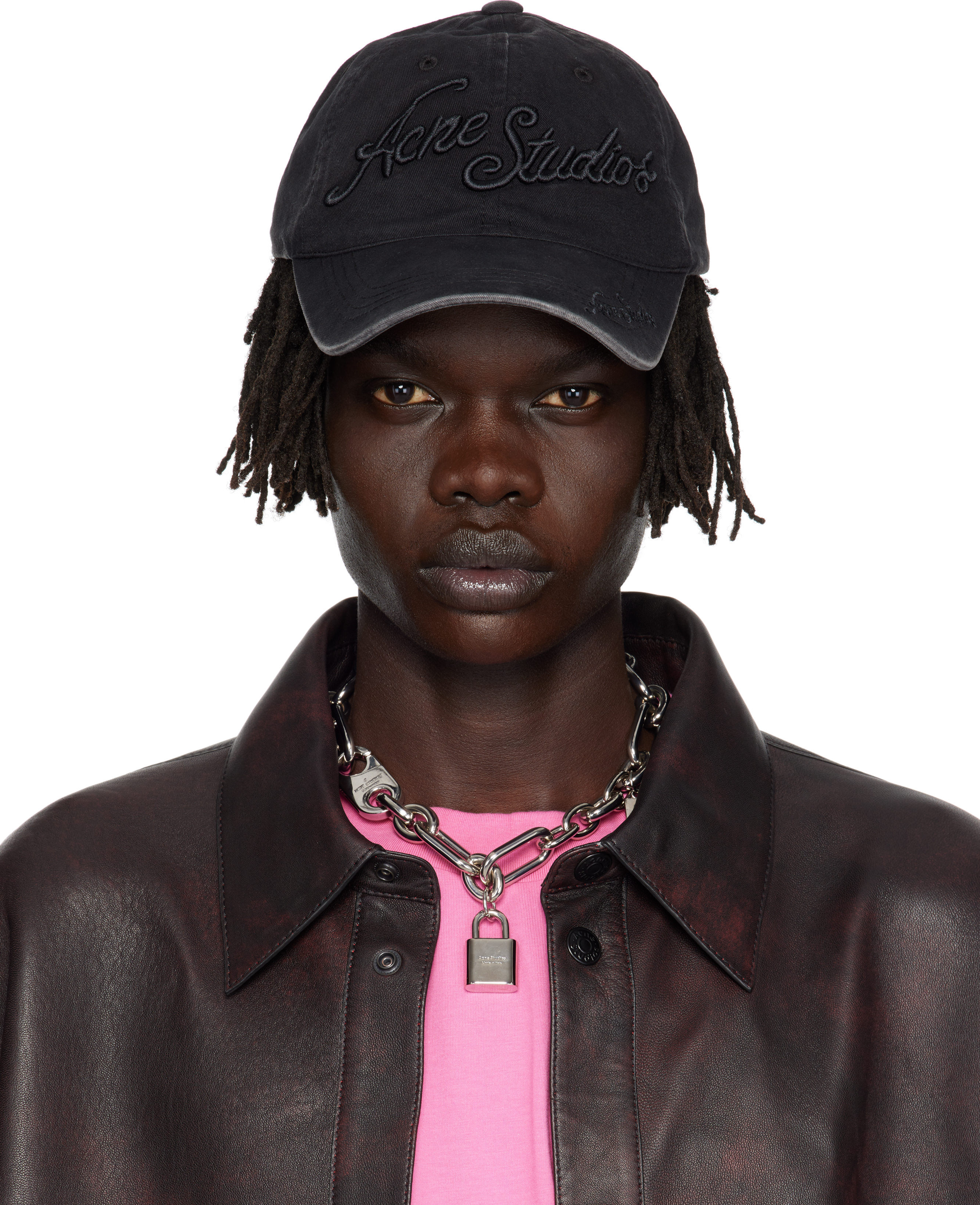 Acne Studios Black Logo Cap In Black