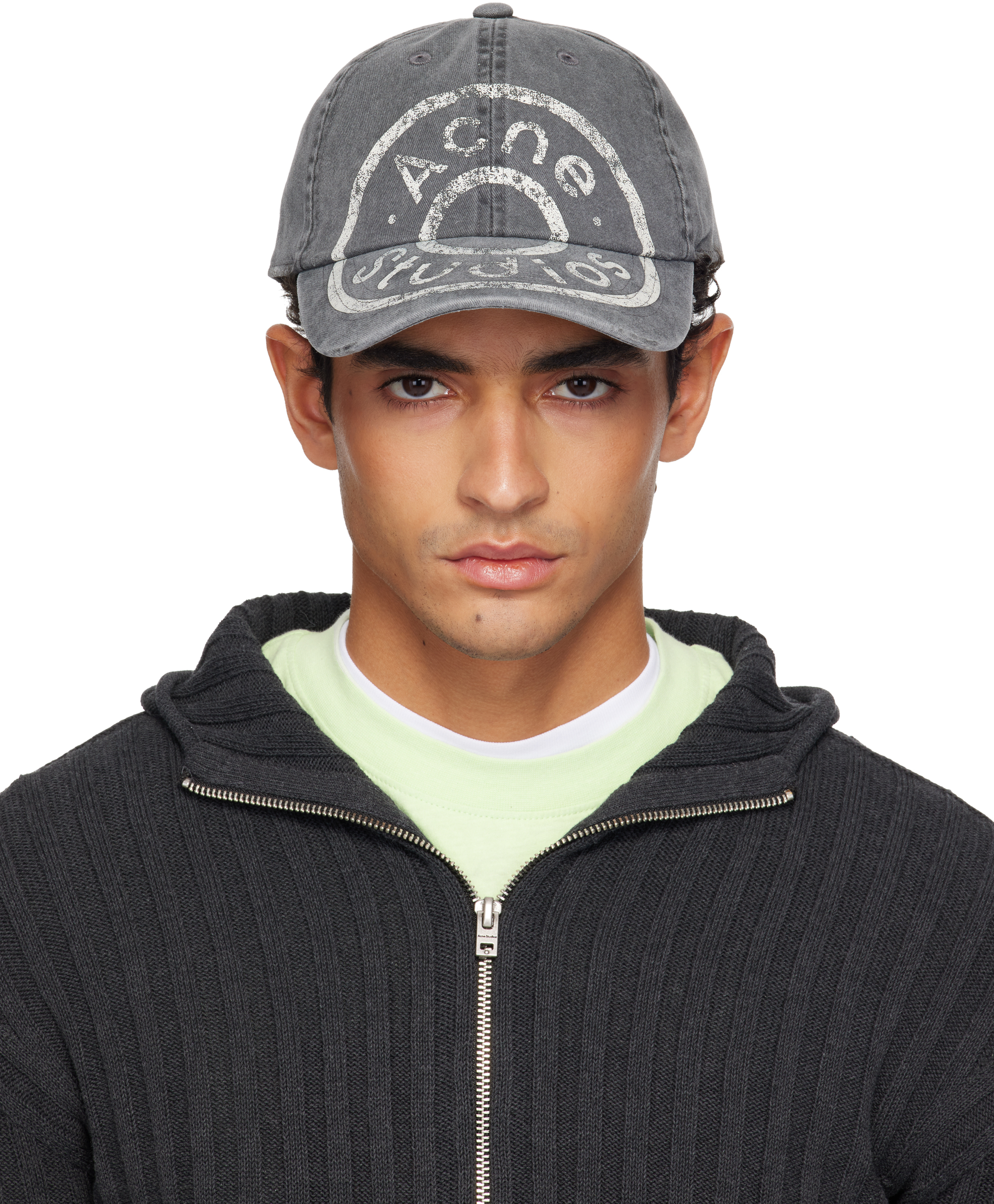 Acne Studios: ブラック デニム ロゴ キャップ | SSENSE 日本