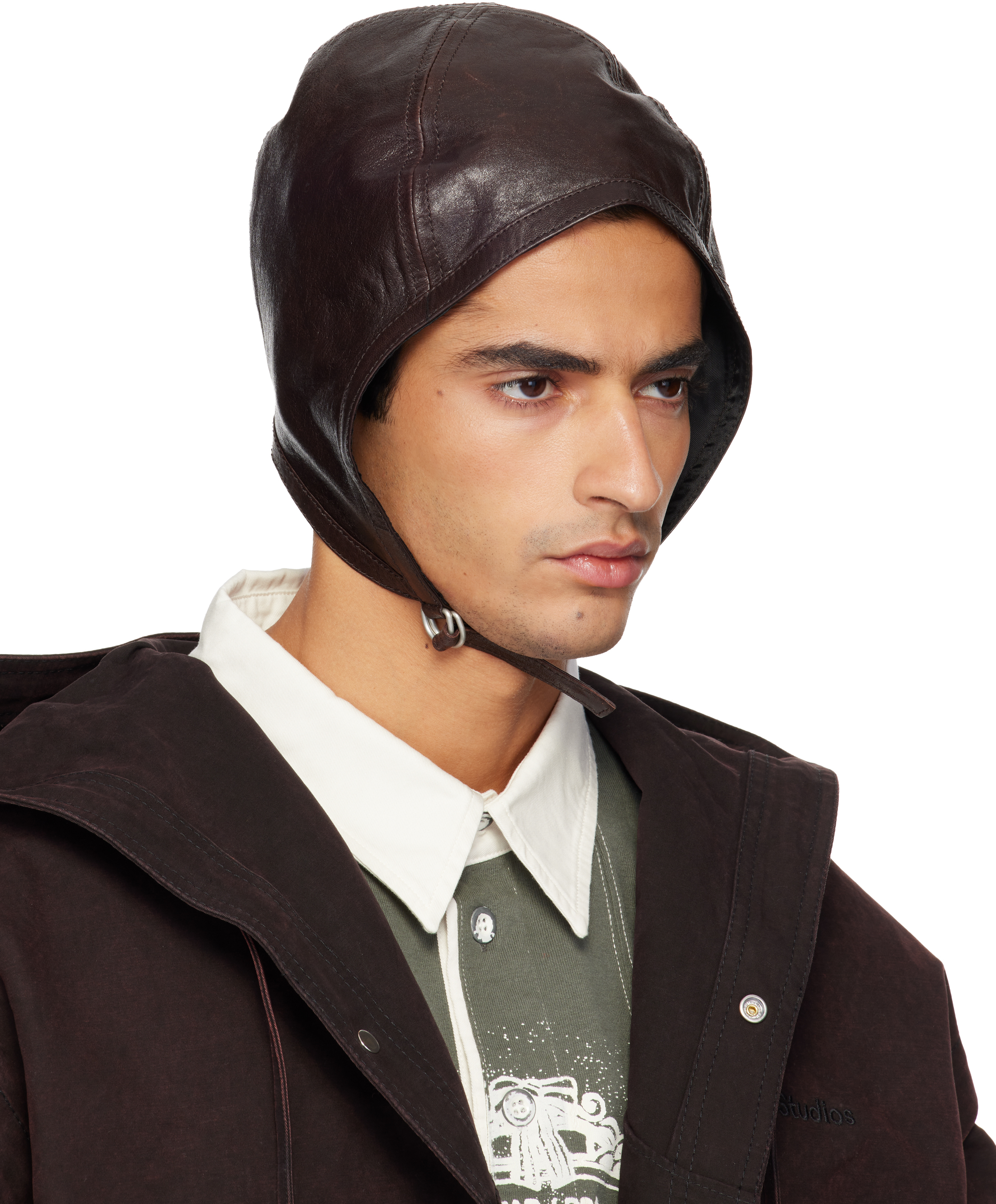 Acne Studios Brown Lambskin Hat In Multi
