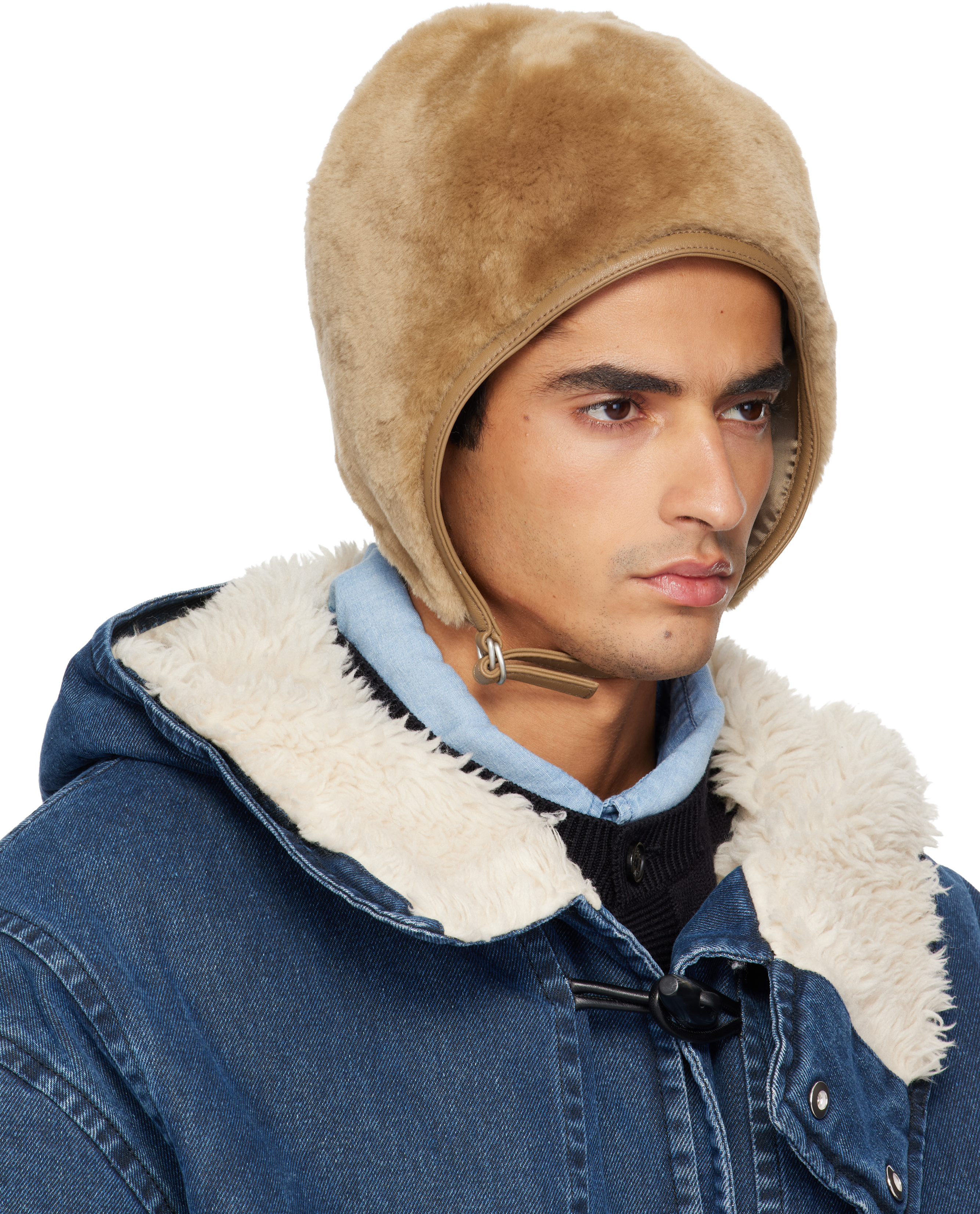Acne Studios Brown Shearling Hat In Brown