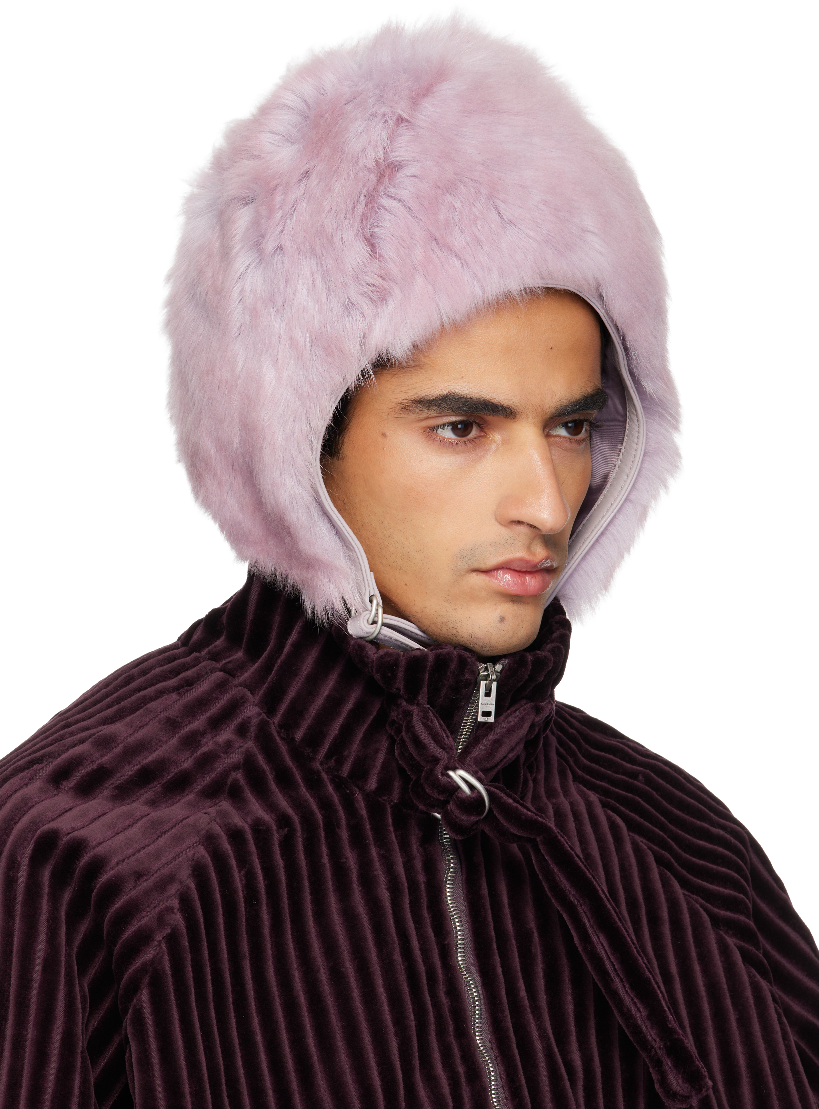 Acne Studios Pink Shearling Hat In Pink