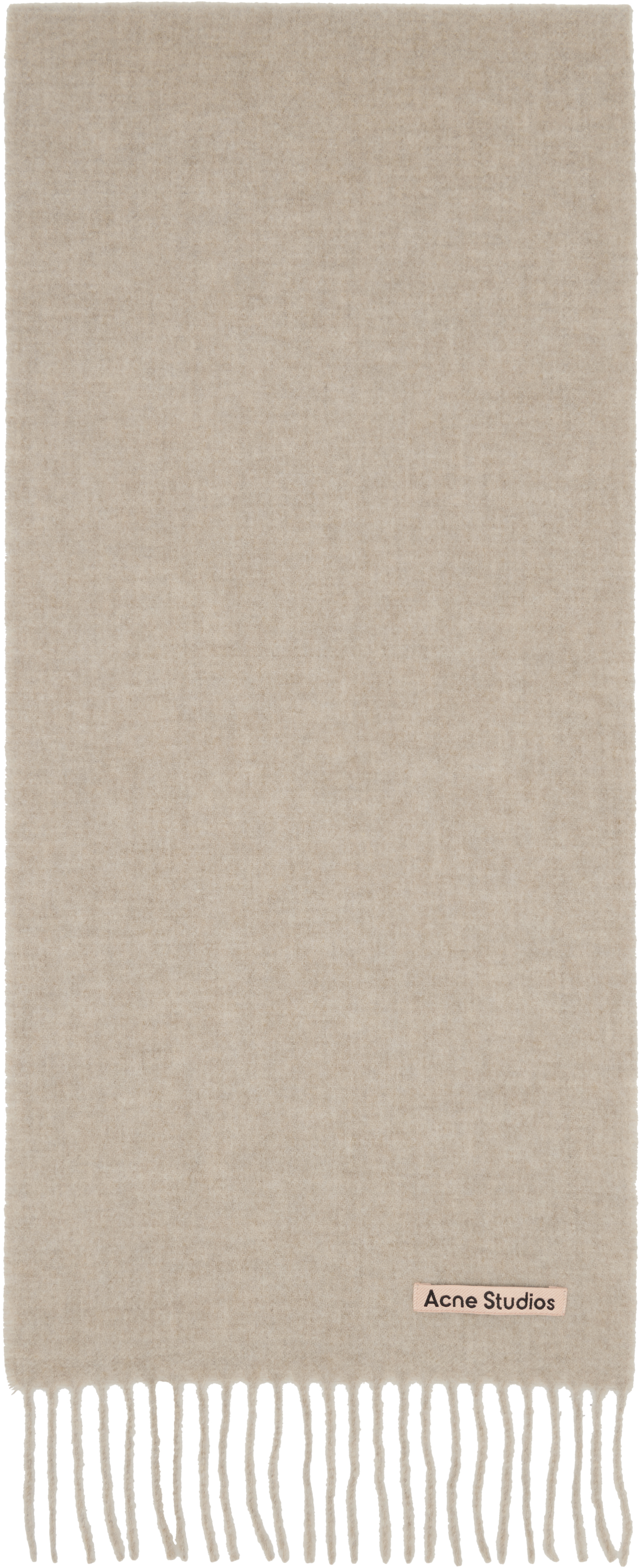 Acne Studios: ベージュ Skinny フリンジ ウール マフラー | SSENSE 日本