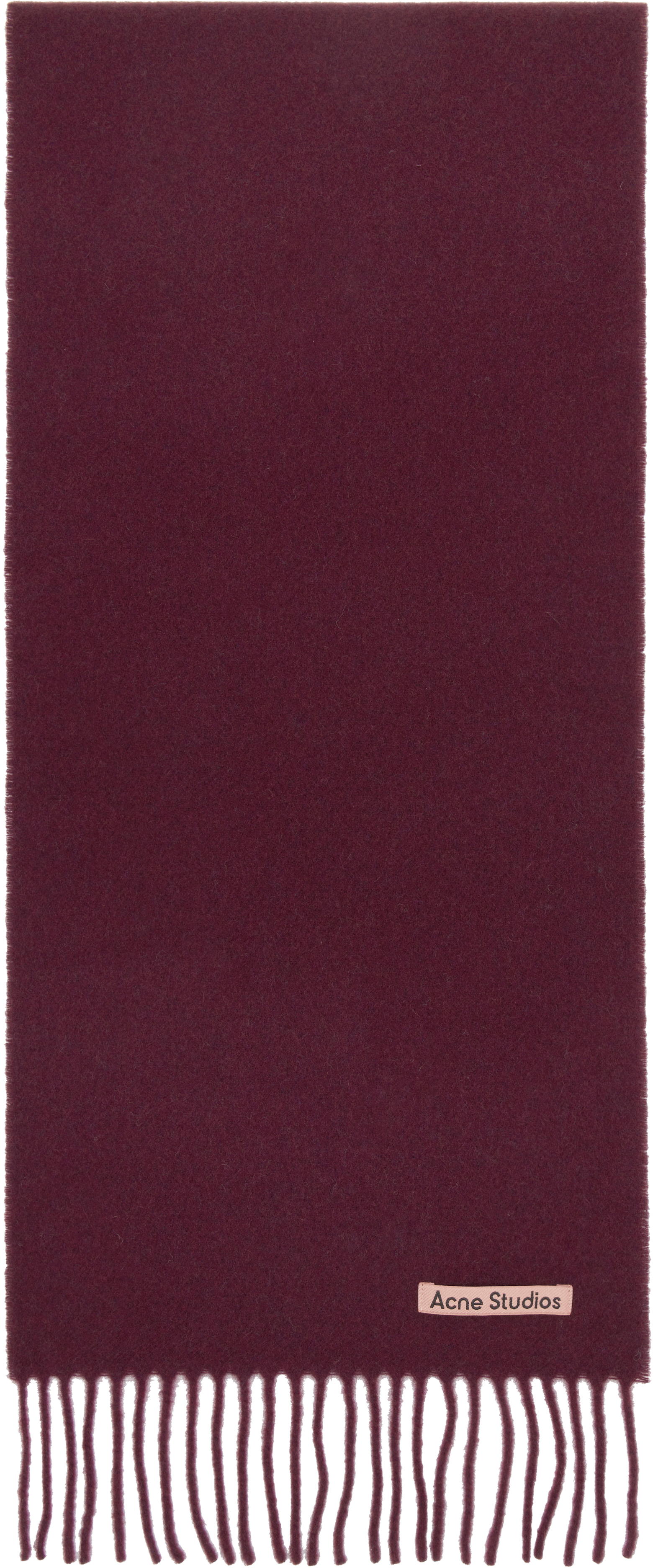 Acne Studios Burgundy Narrow Fringe Wool Scarf In Burgundy