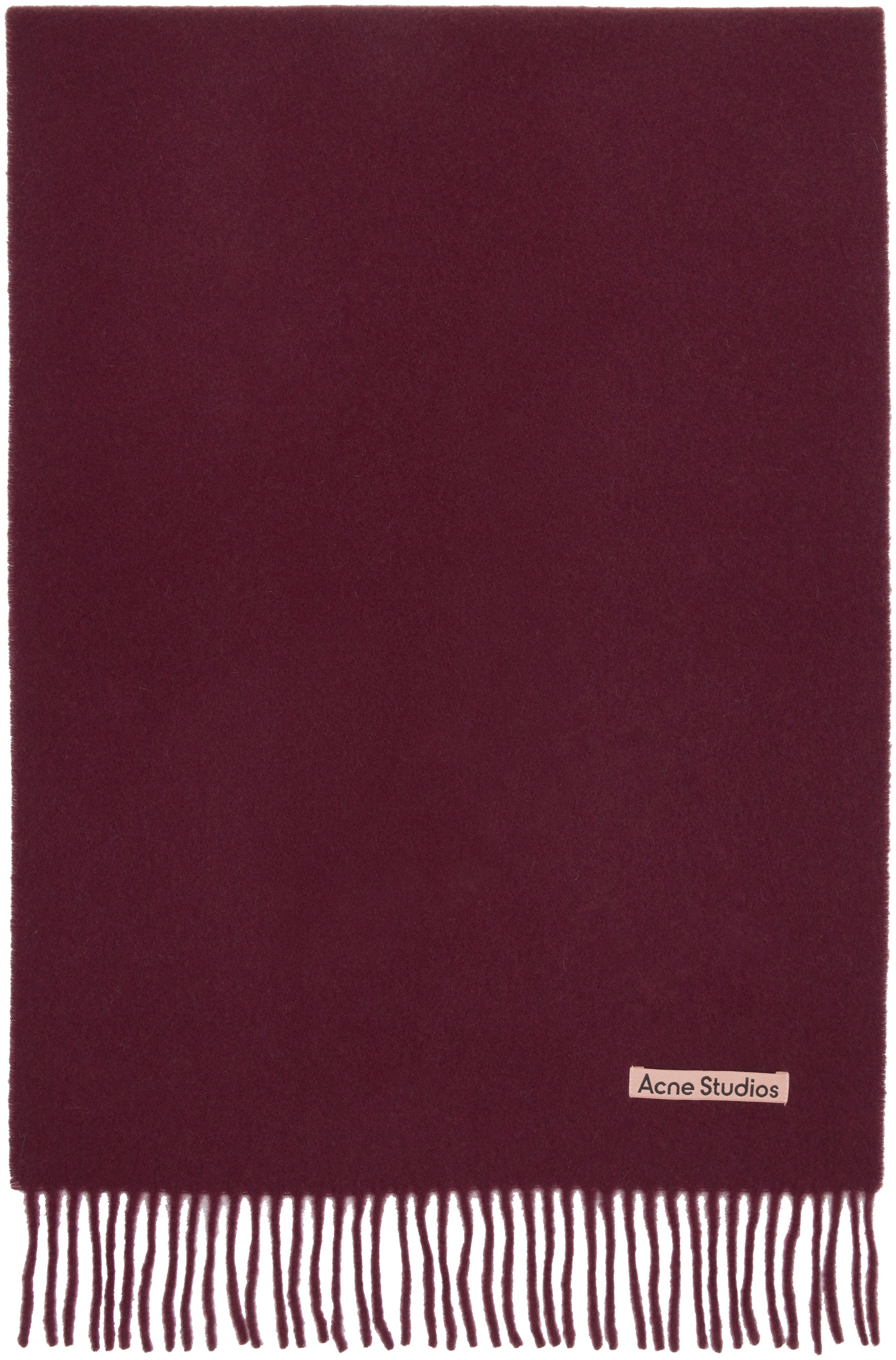 Acne Studios Burgundy Narrow Fringe Wool Scarf In Red