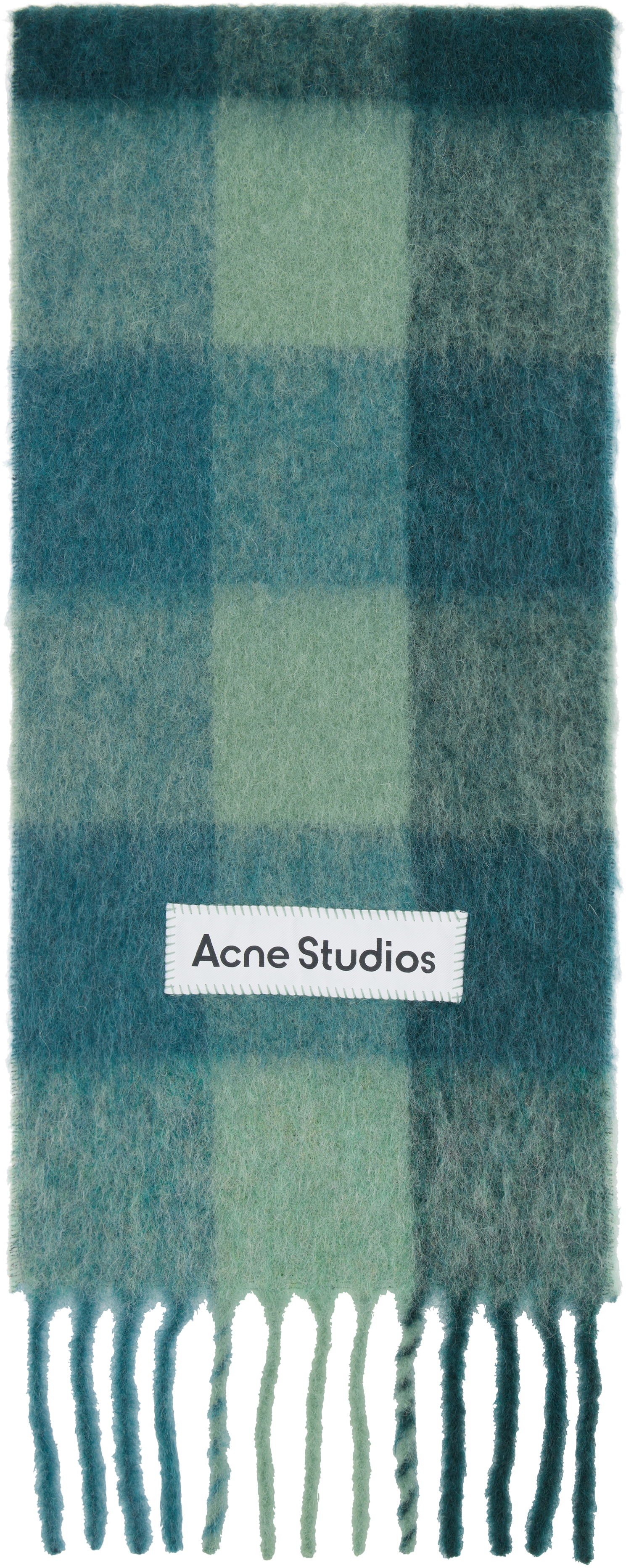 Acne Studios Green Mohair Checked Scarf In Multi