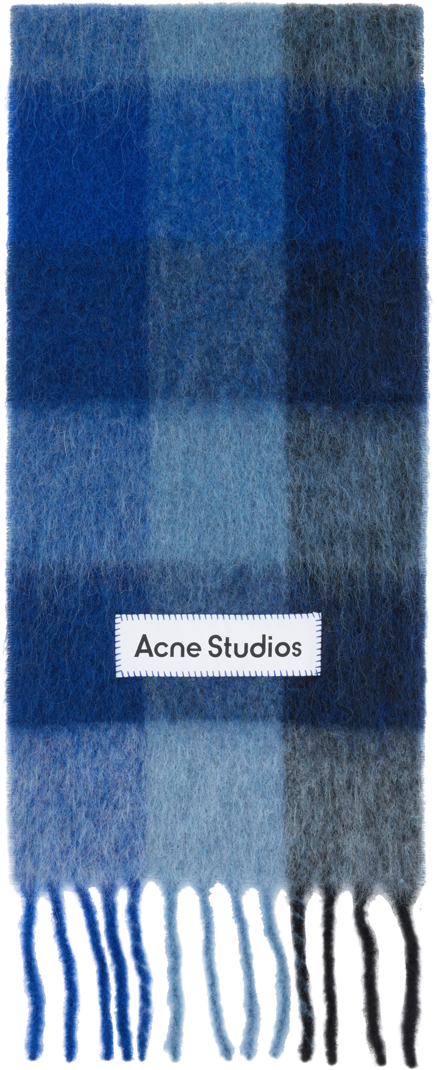Acne Studios Mohair Checked Scarf In Blue