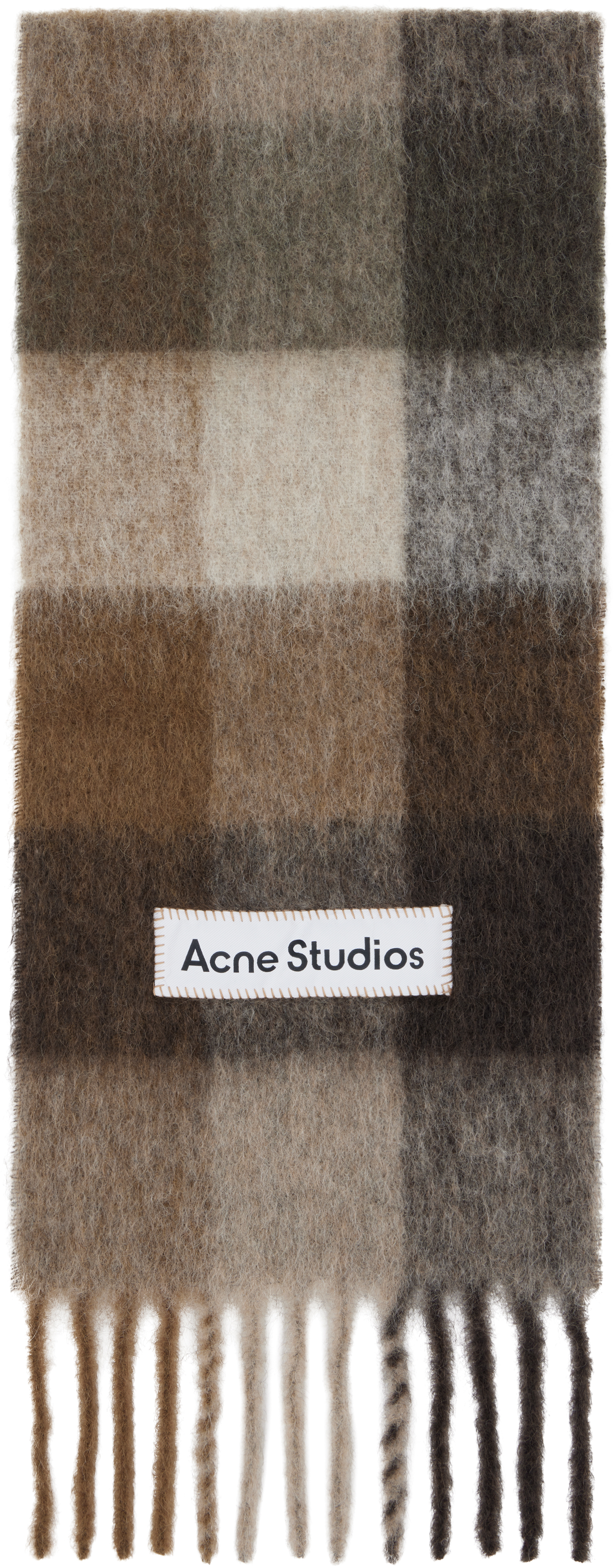【限定価格】Acne Studios ラージチェックマフラー ブラウン ACNE STUDIOS｜アクネストゥディオズ モヘアチェックスカーフ