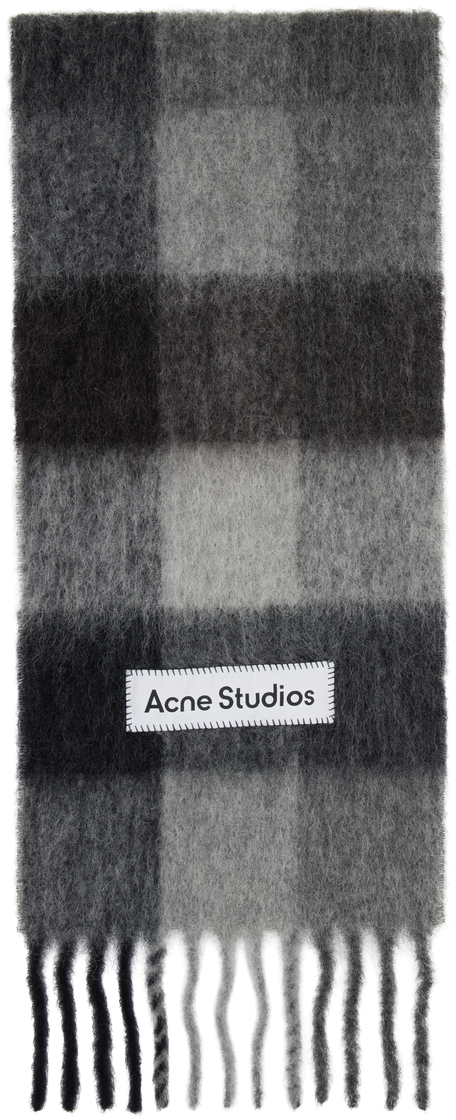 Acne Studios Fringed Checked Knitted Scarf In Multi
