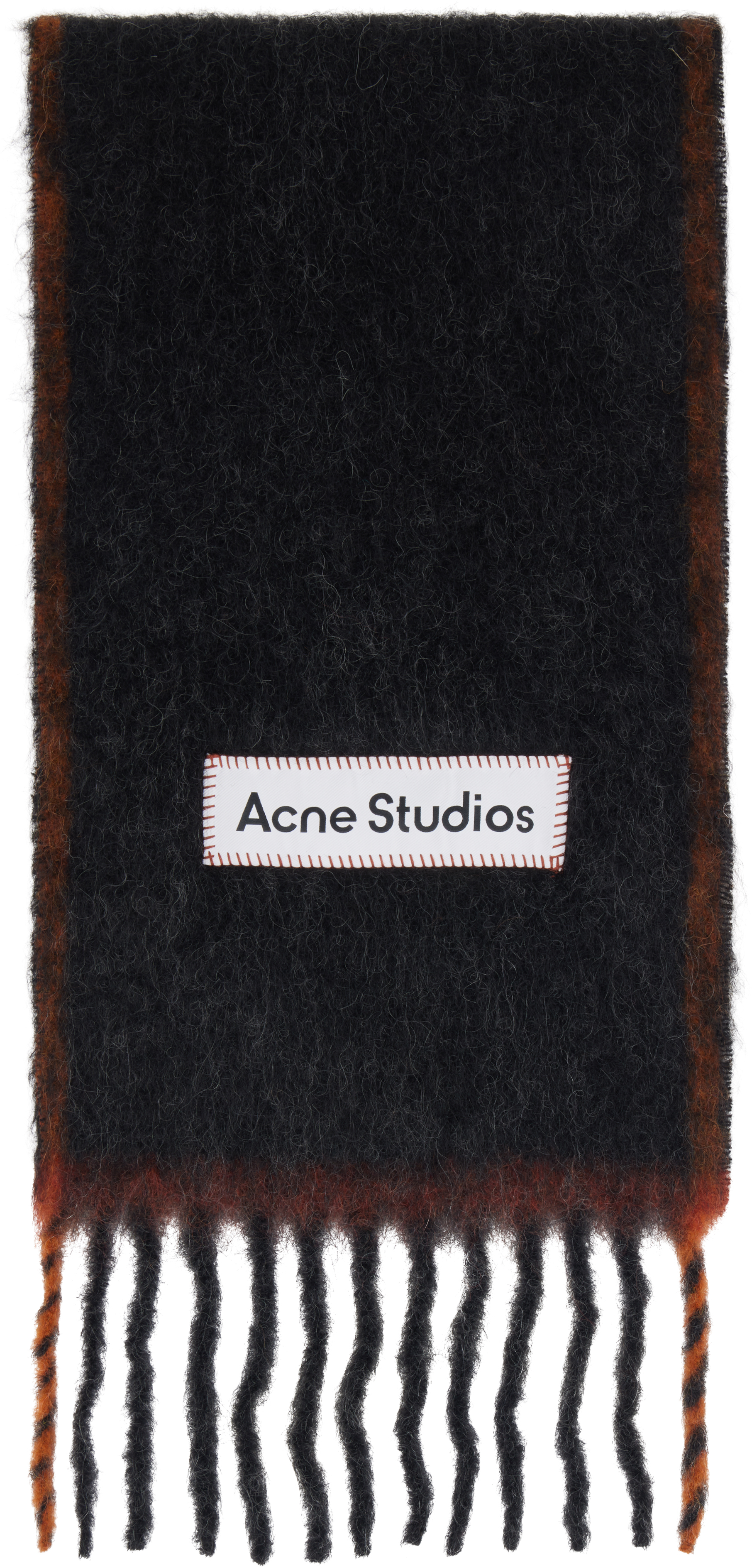 【Acne Studios】ウールモヘアナローマフラー Acne Studios: ブラック ナロー ウール モヘア マフラー