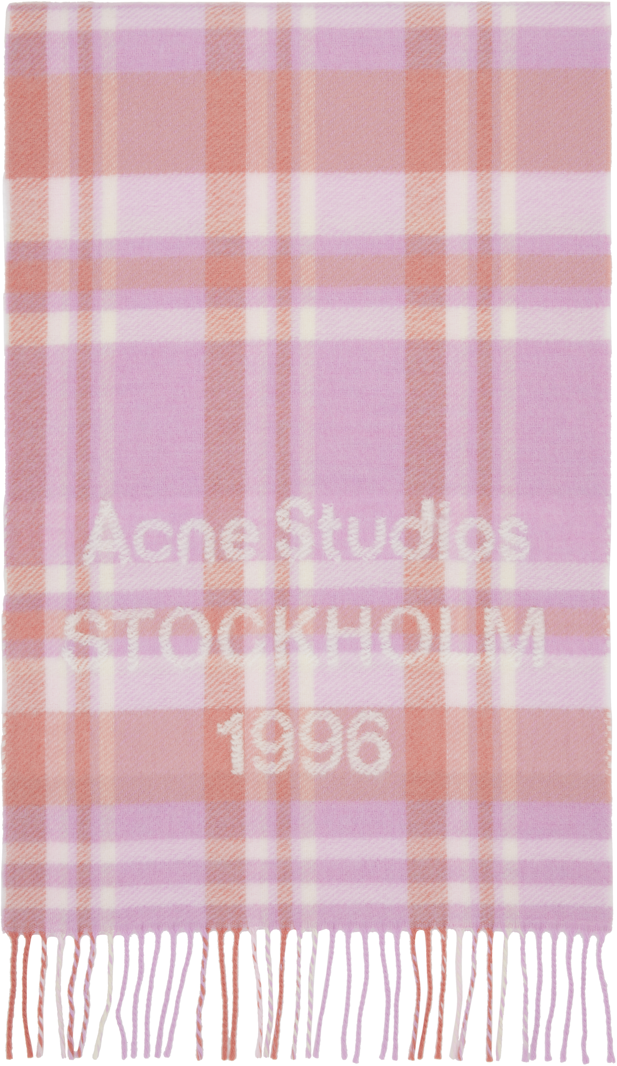 Acne Studios: ピンク Wide Logo チェック マフラー | SSENSE 日本