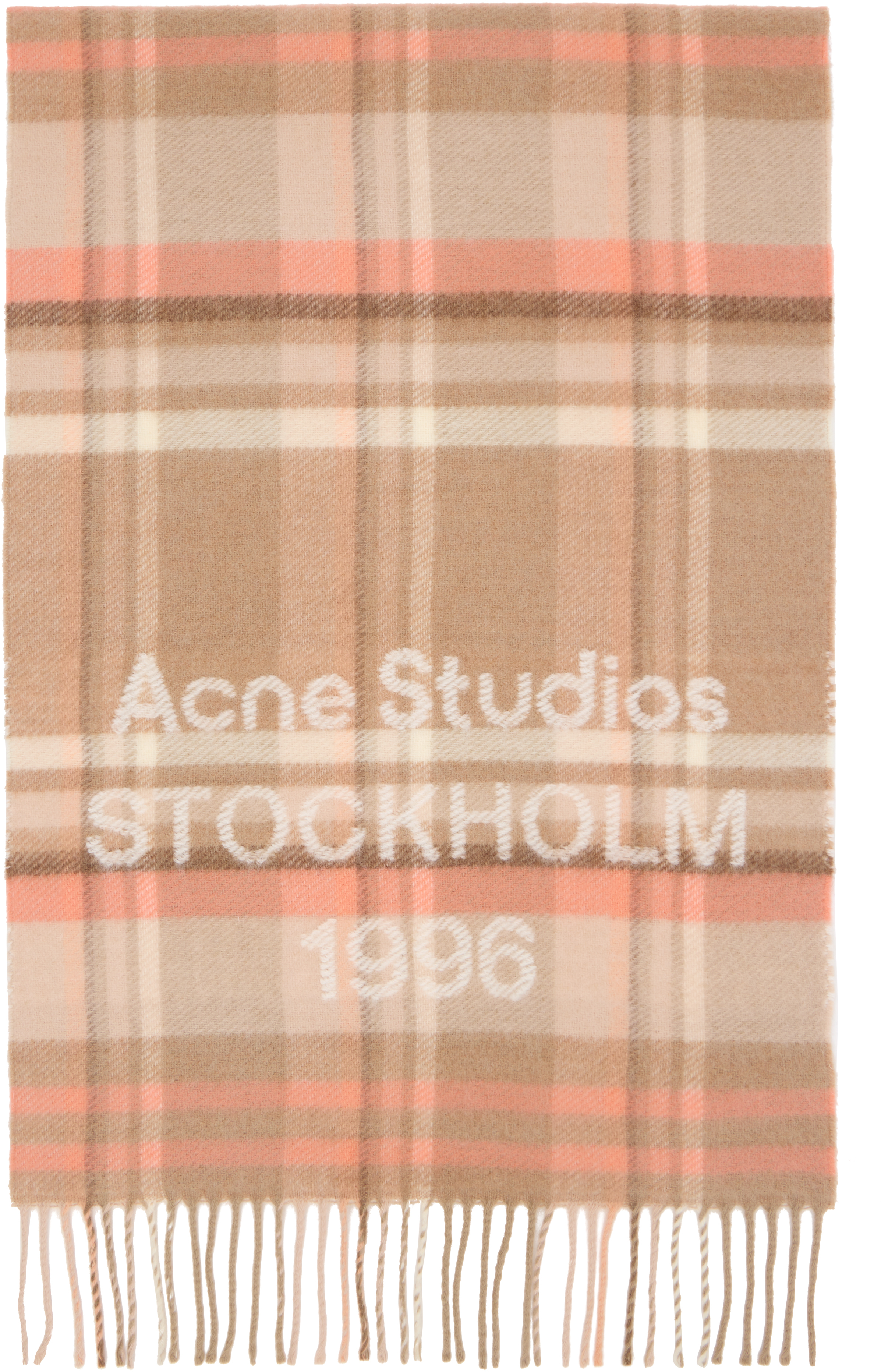 Acne Studios ベージュ系チェック大判マフラー Acne Studios チェック柄マフラー Acne Studios ベージュ系チェック