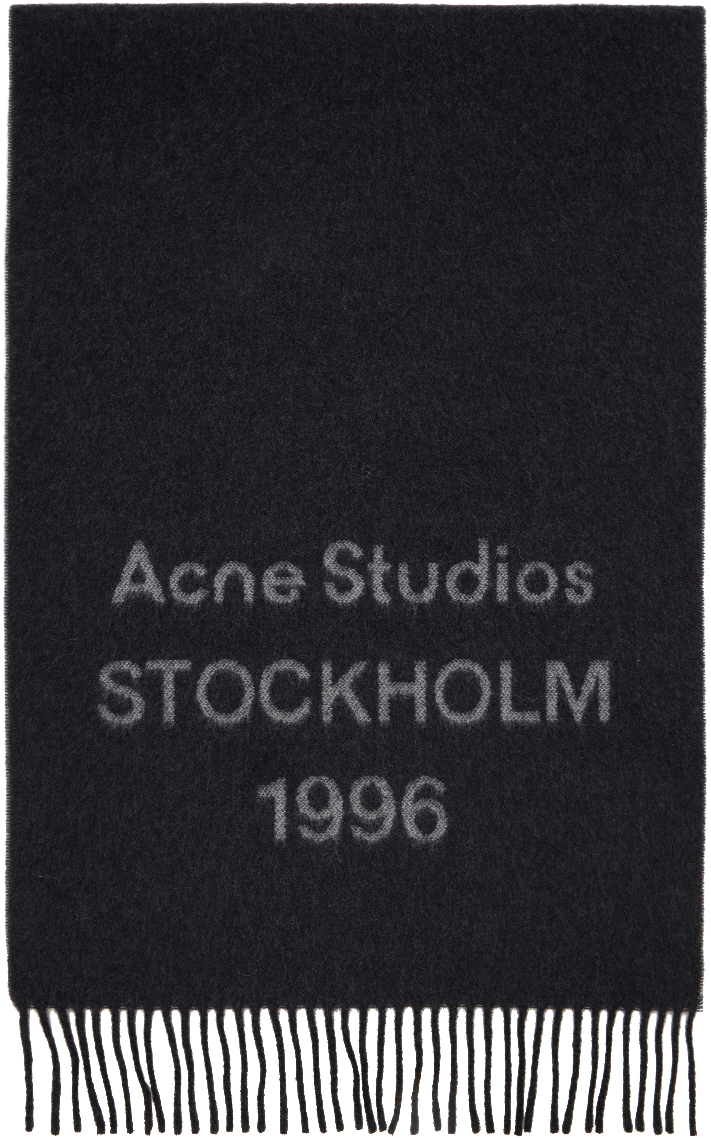 Acne Studios Black Wide Logo Scarf